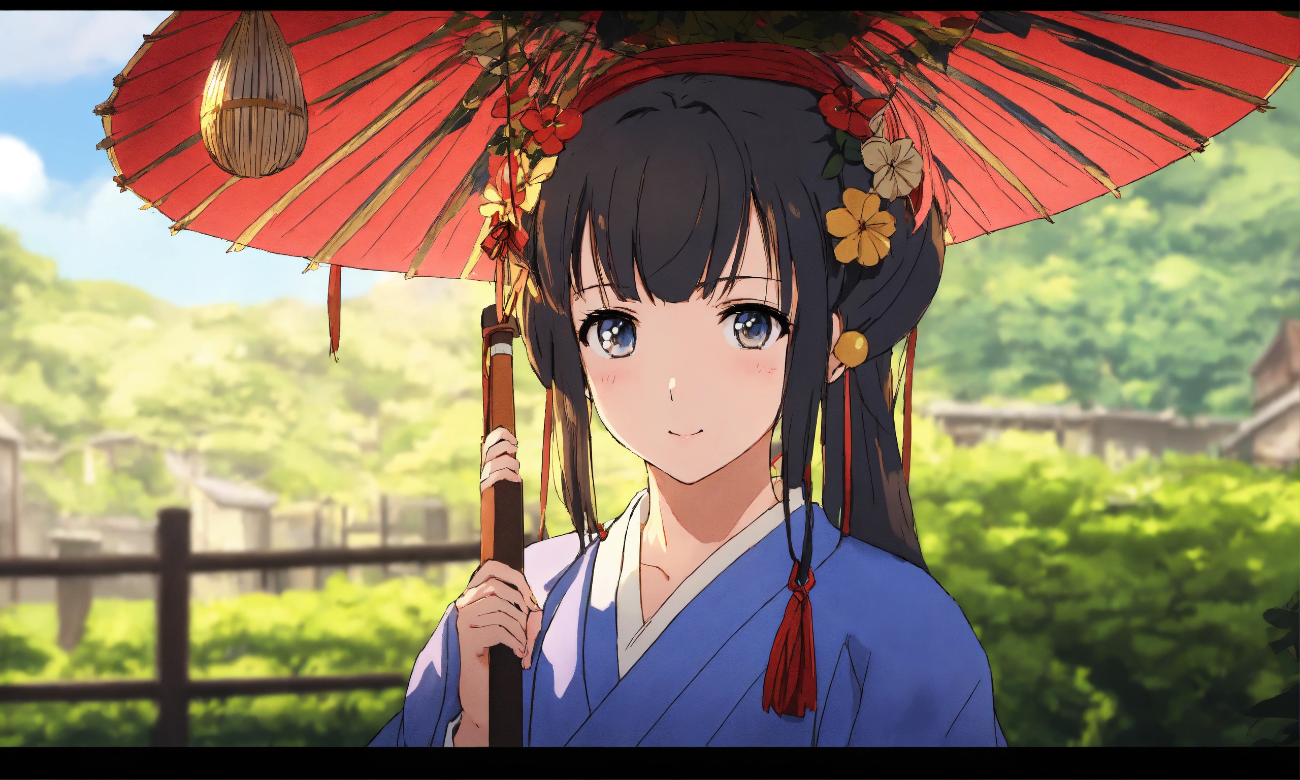 Lexica - Lofi girl anime scenery, studio A-1 Pictures style, cute face,  traditional attire.