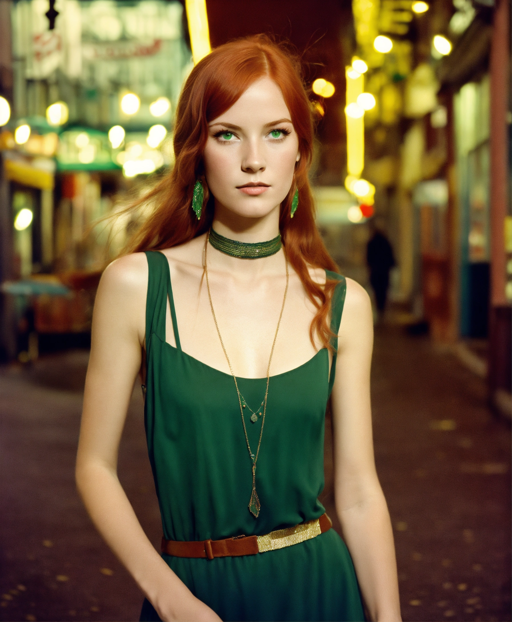 Lexica - Tall and skinny young female redhead with long hair and green ...