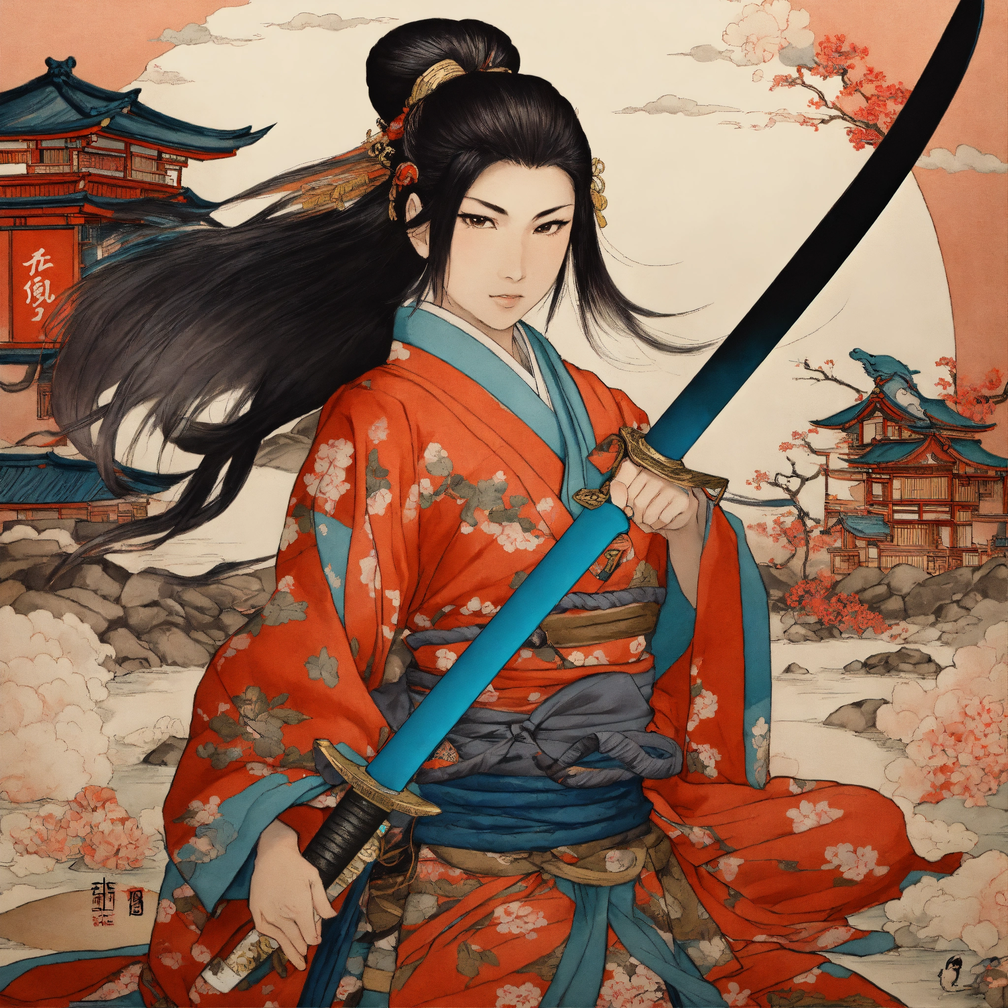 Lexica - There is an indian girl with a sword on a white background ...