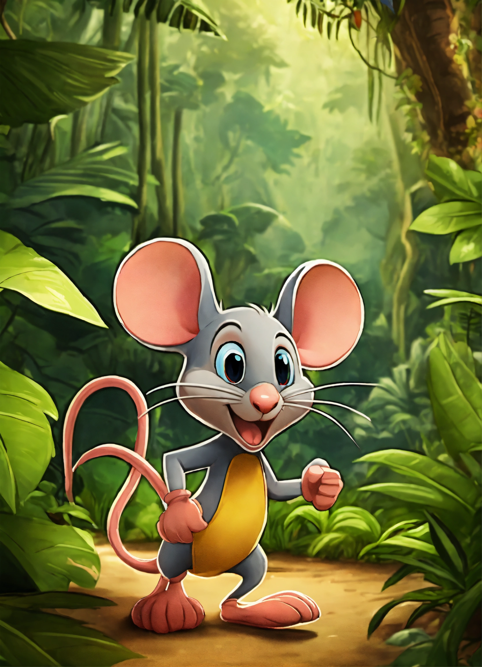 Lexica - Cartoon mouse walking in jungle