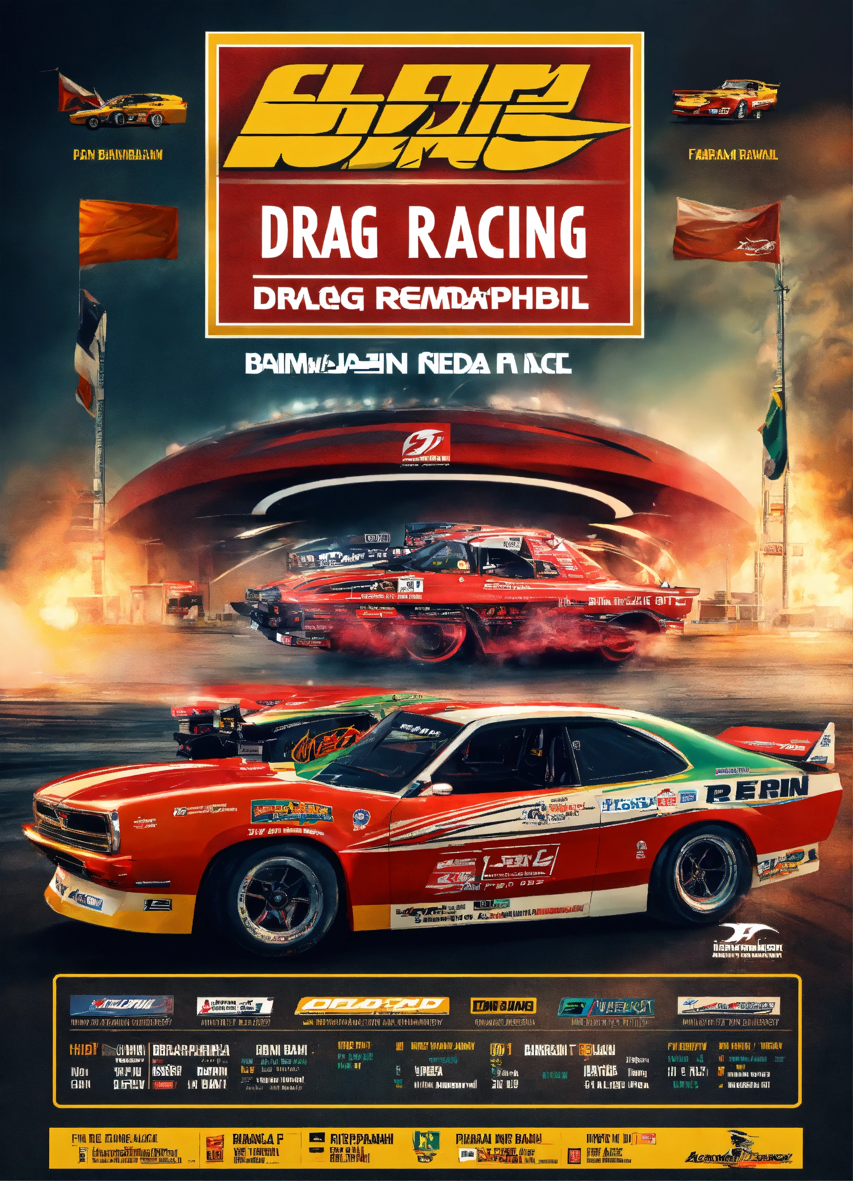 Lexica - Clean modern Bahrain Drag Racing Championship poster withfive ...