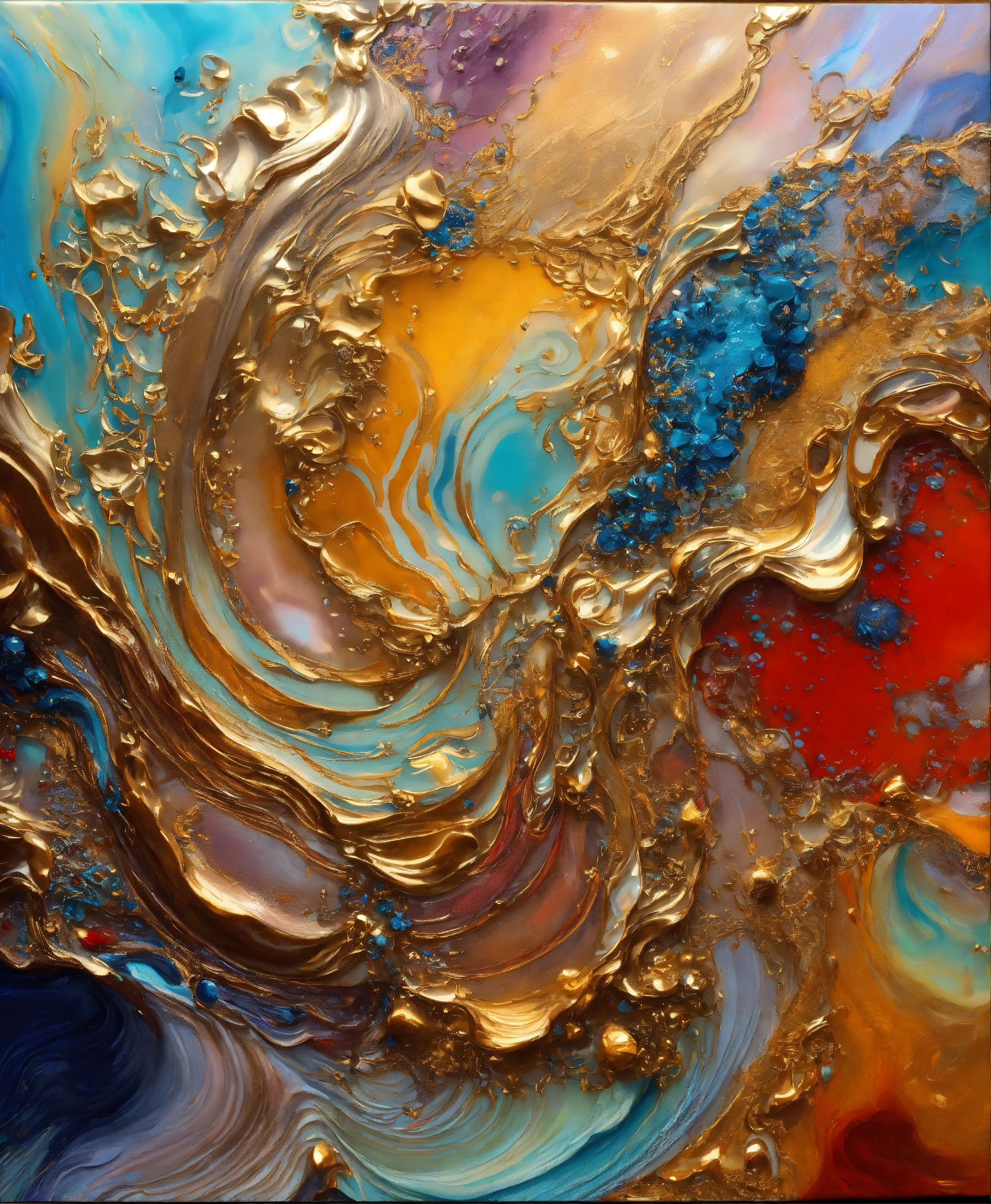 Lexica - Colorful abstract painting oil and water complex complicated ...