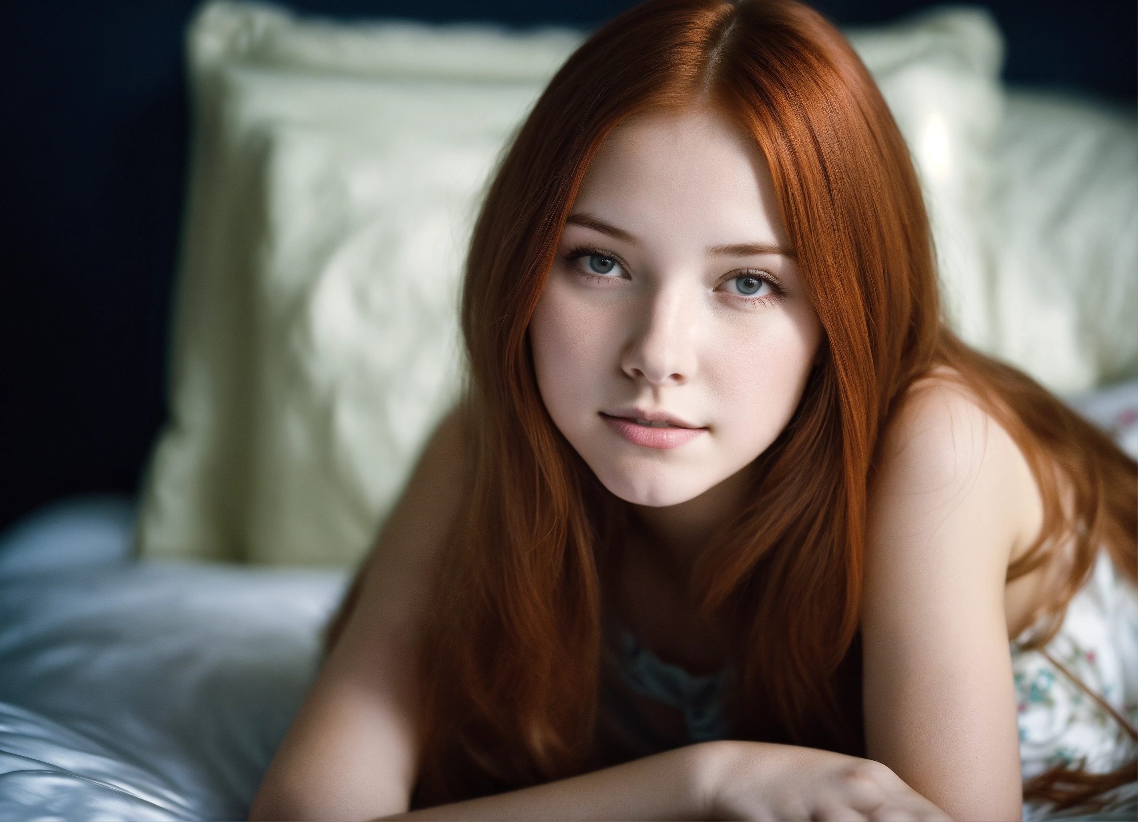 Lexica - Very pretty tween redhead girl, straight hair, centre parting ...