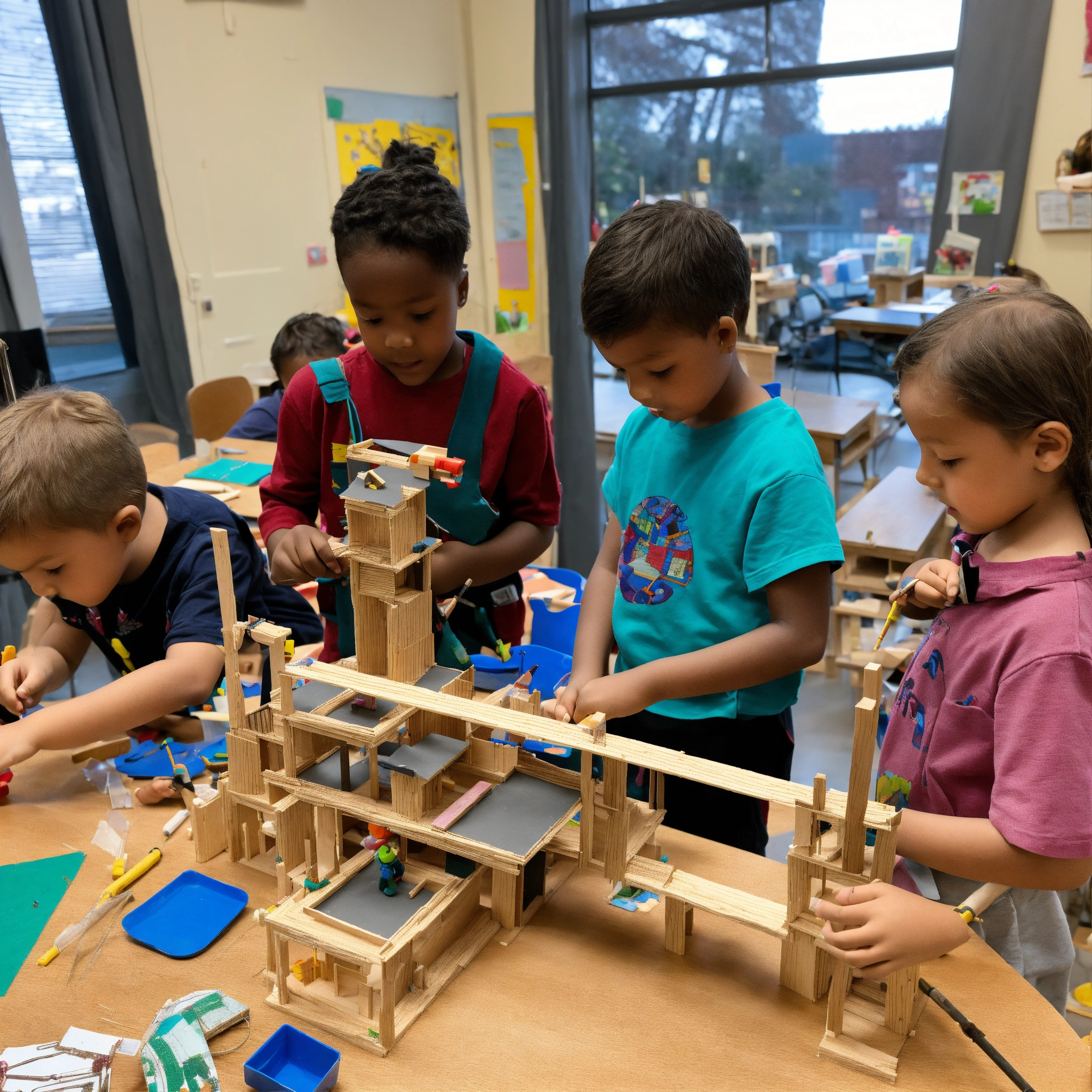Lexica - A photo of a group of children working on a STEM project. The ...
