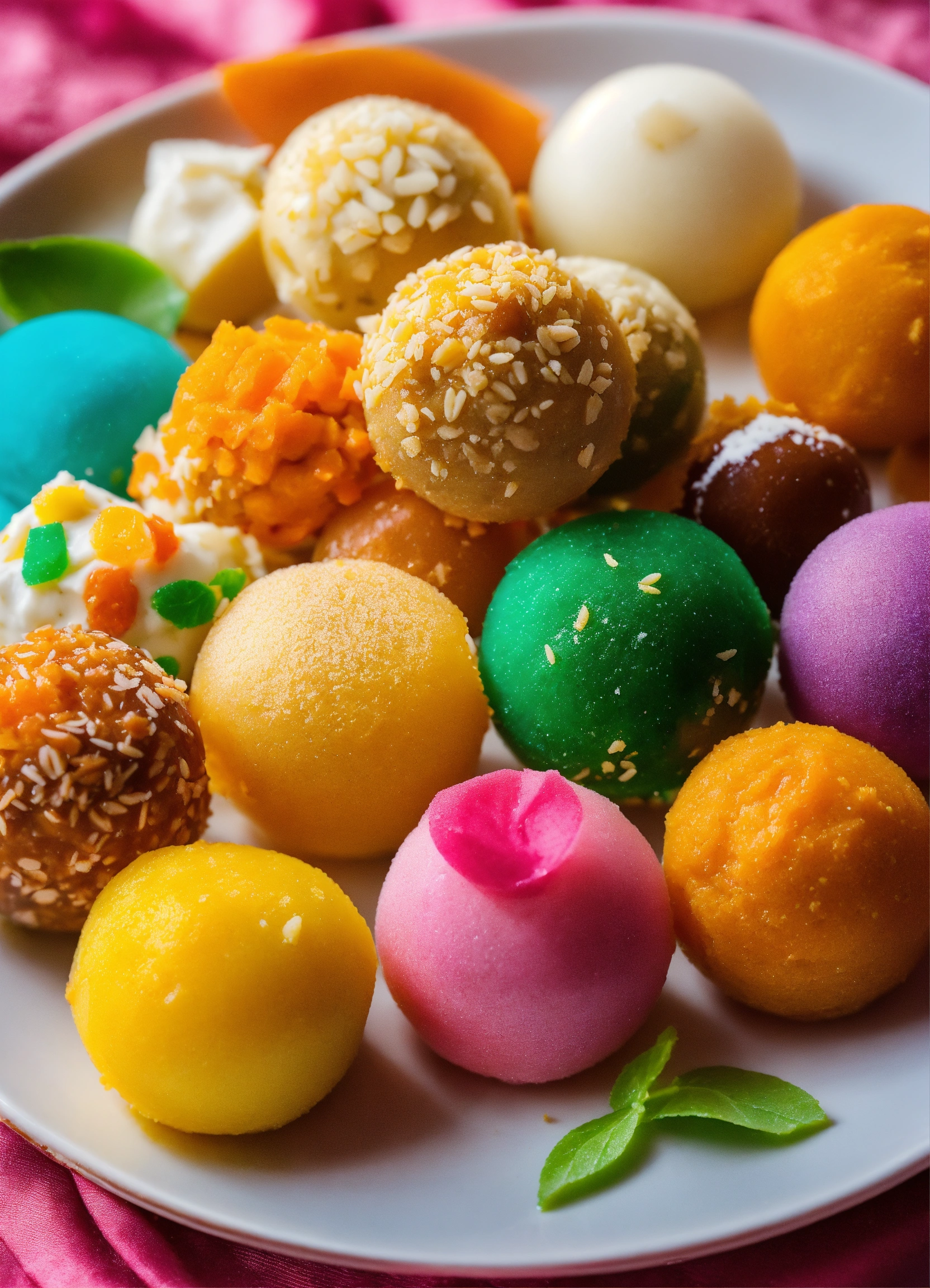 Lexica - A close-up photo of a variety of Gokul's sweets, arranged on a ...