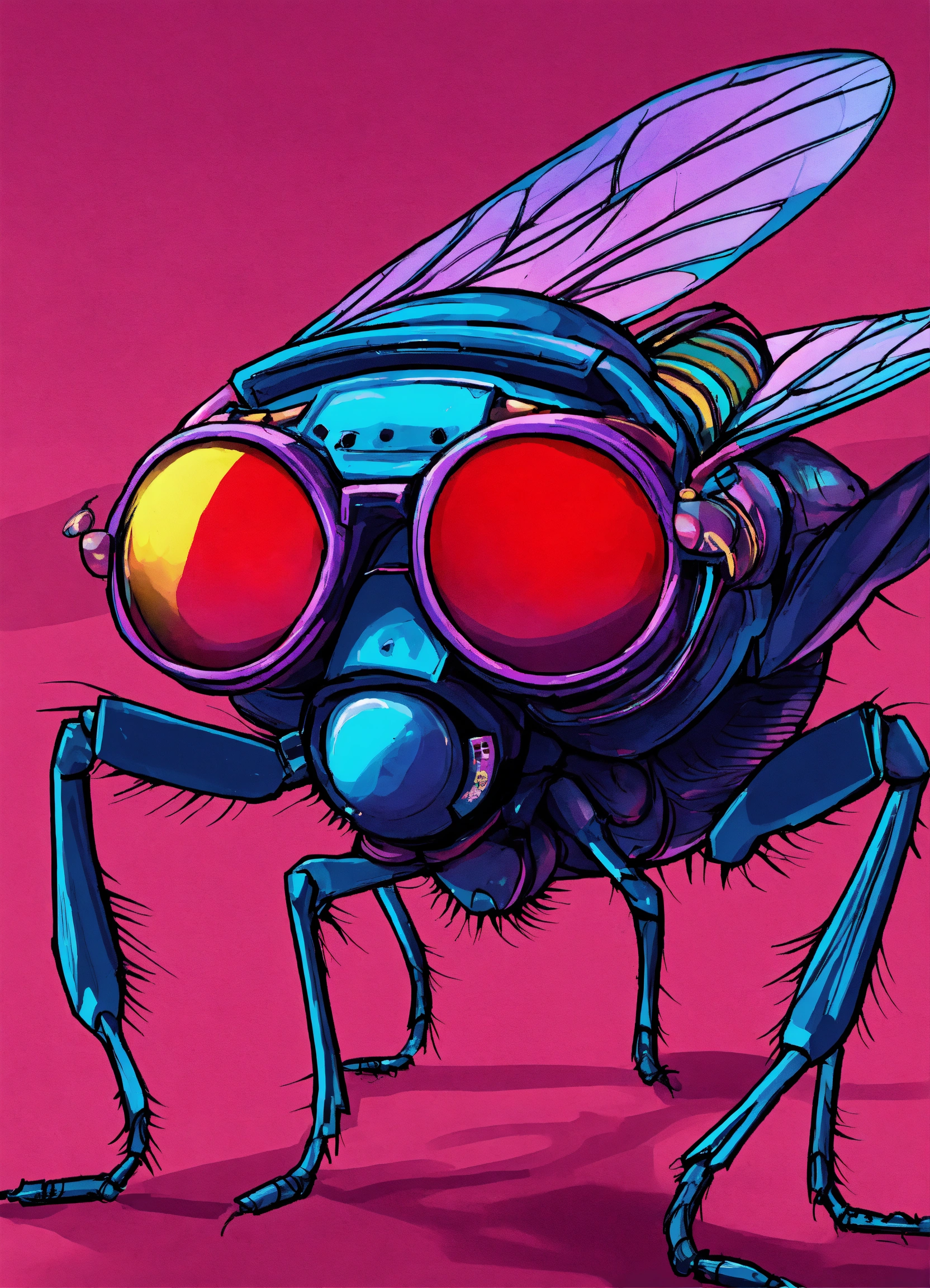 Lexica - A fly with sunglasses and a boombox on its leg, in the style ...