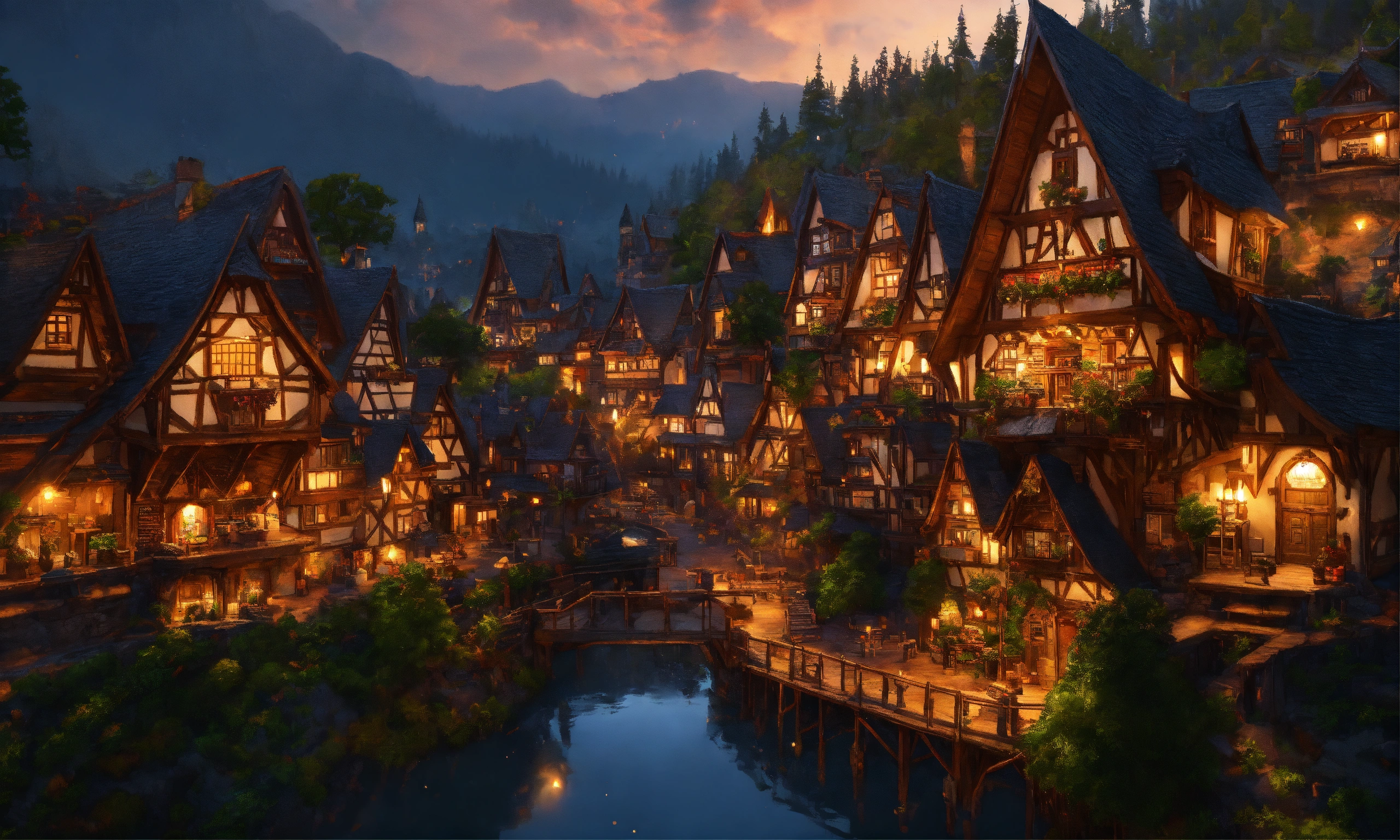 Lexica - Epic shot of ultra detailed and cozy elves city with some half ...