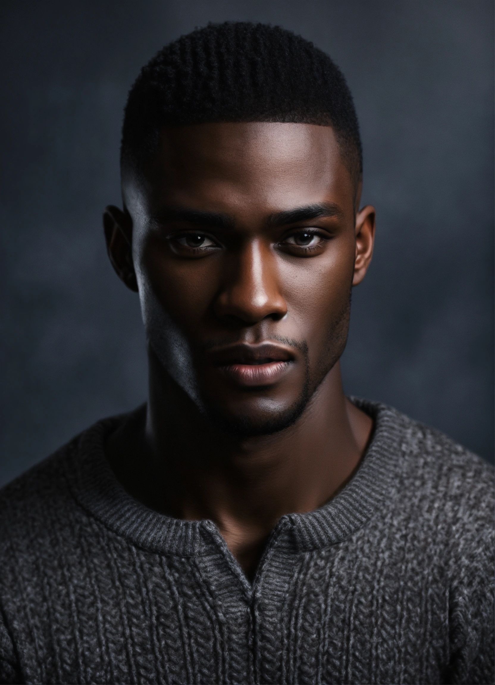 Lexica Handsome Black Male Dark Skin Vampire Black Sweater 1053