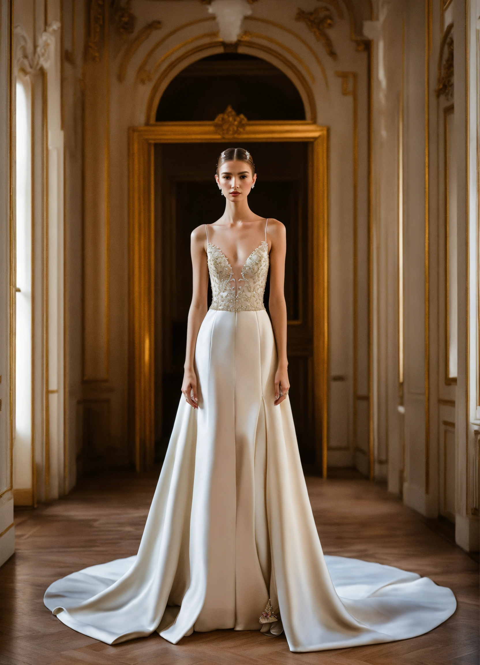 Lexica - Create a realistic photo of a wedding dress , European trend ...