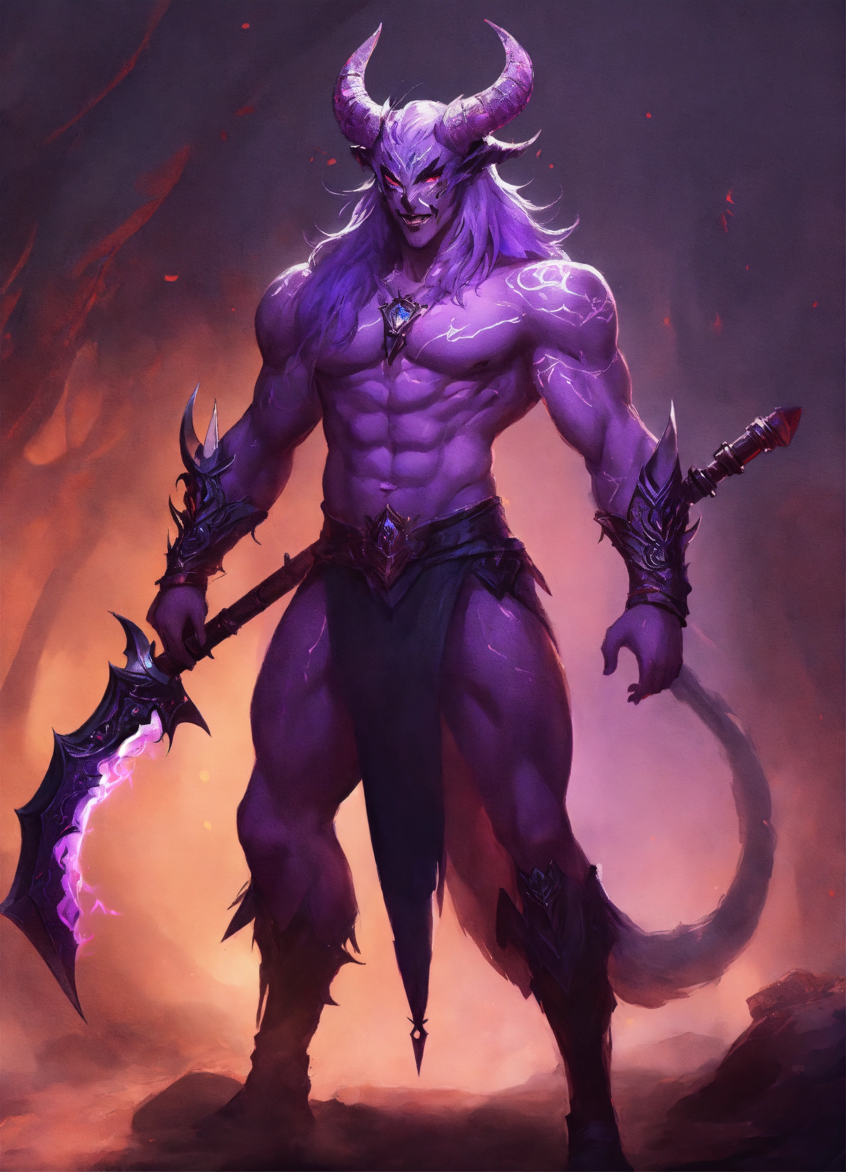 Lexica - A non gender demon with light purple skin concept art