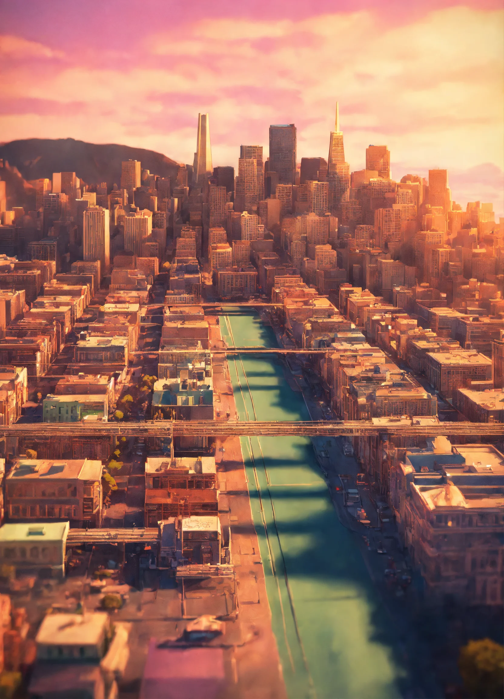 Lexica - Pastel zbrush render of San Francisco. vintage style design ...