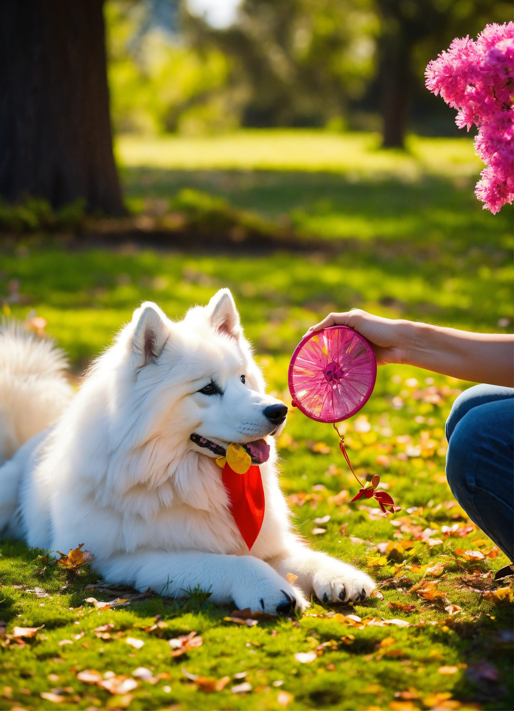 Lexica - A Samoyed dog giving her owner a paw, inspired by Disney ...