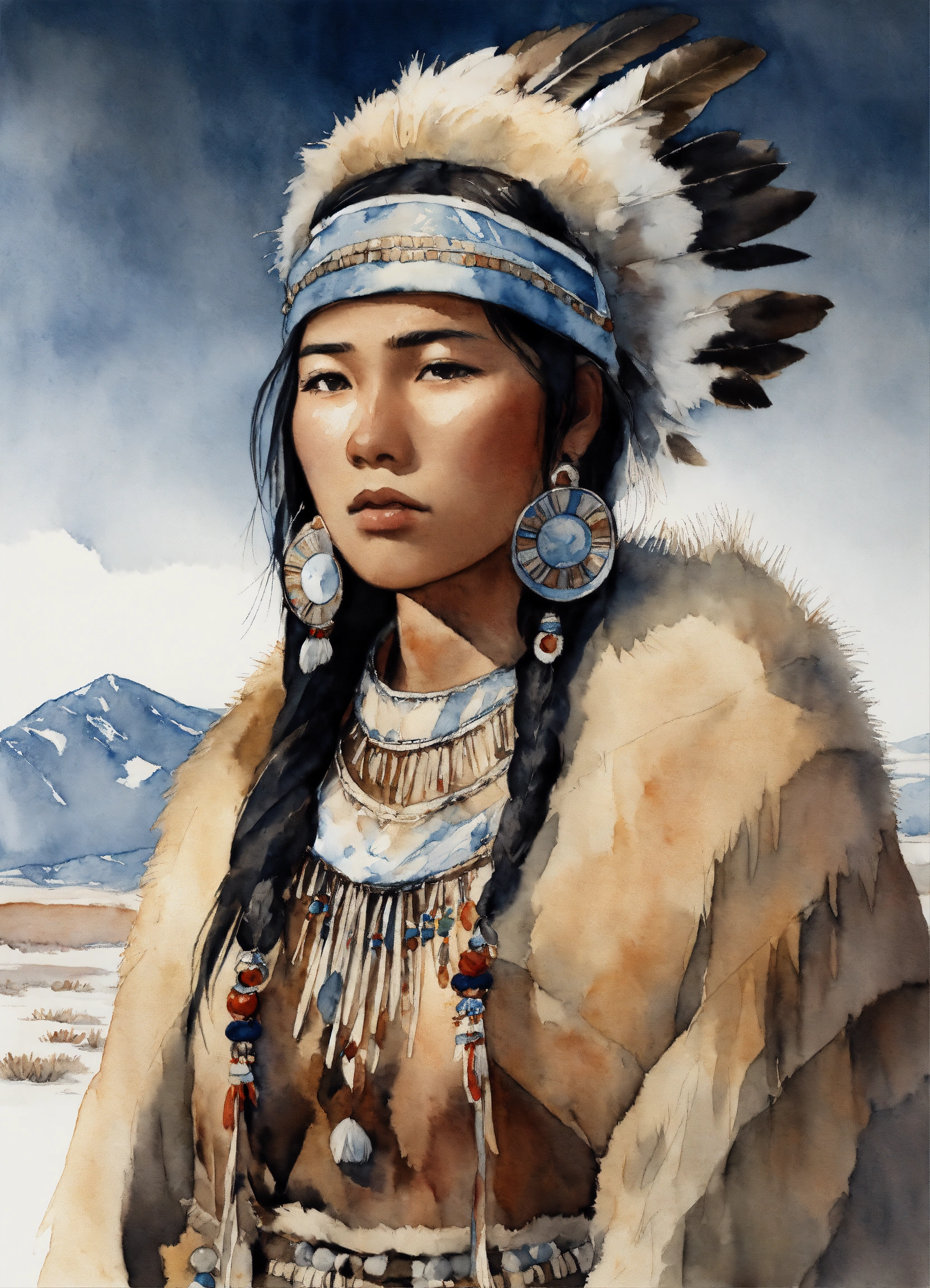 Lexica - Illustration of an inuit woman, young, 18 years old, beautiful ...