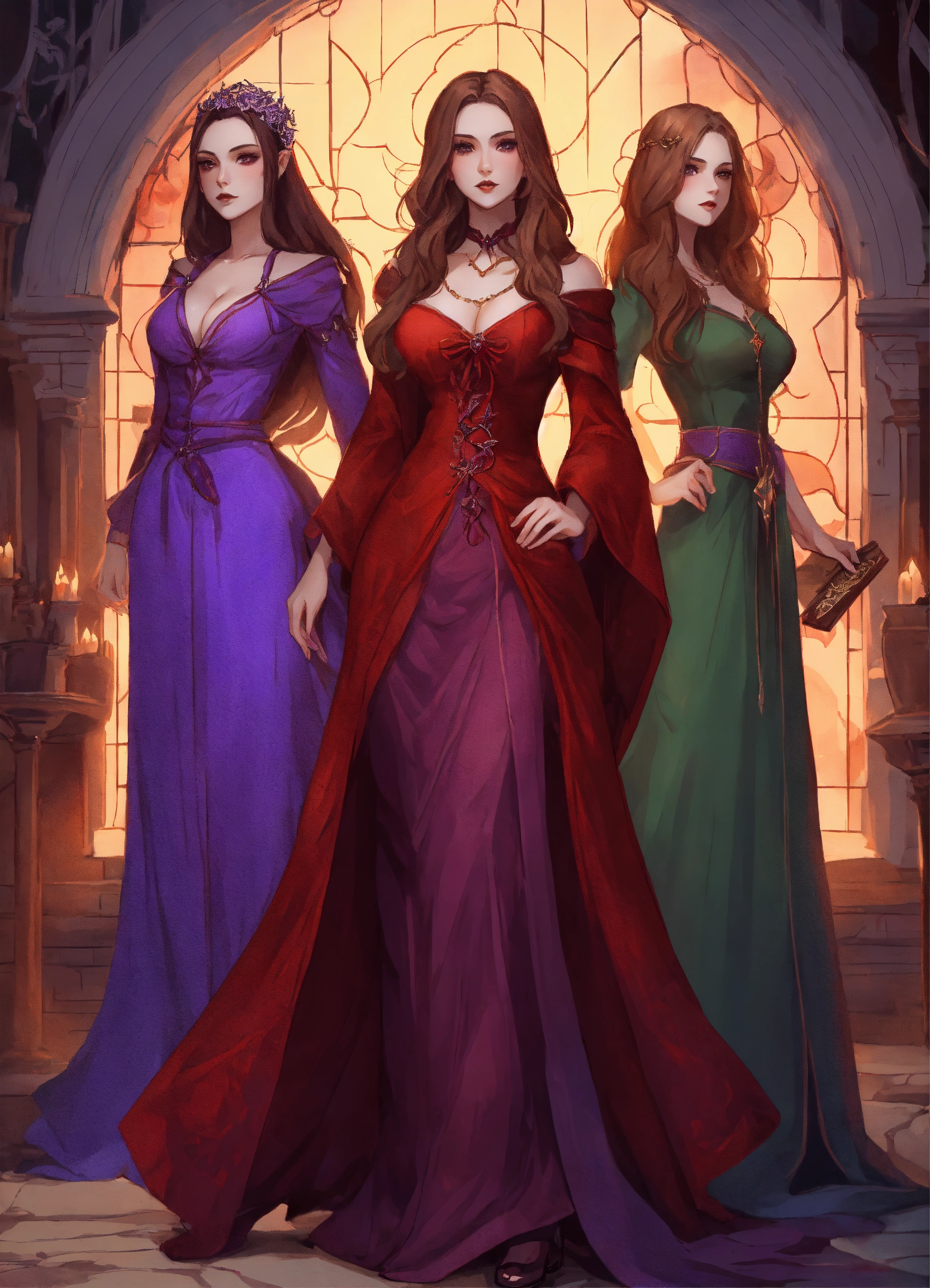 Lexica - A full body image of three gothic sorceresses with long light ...