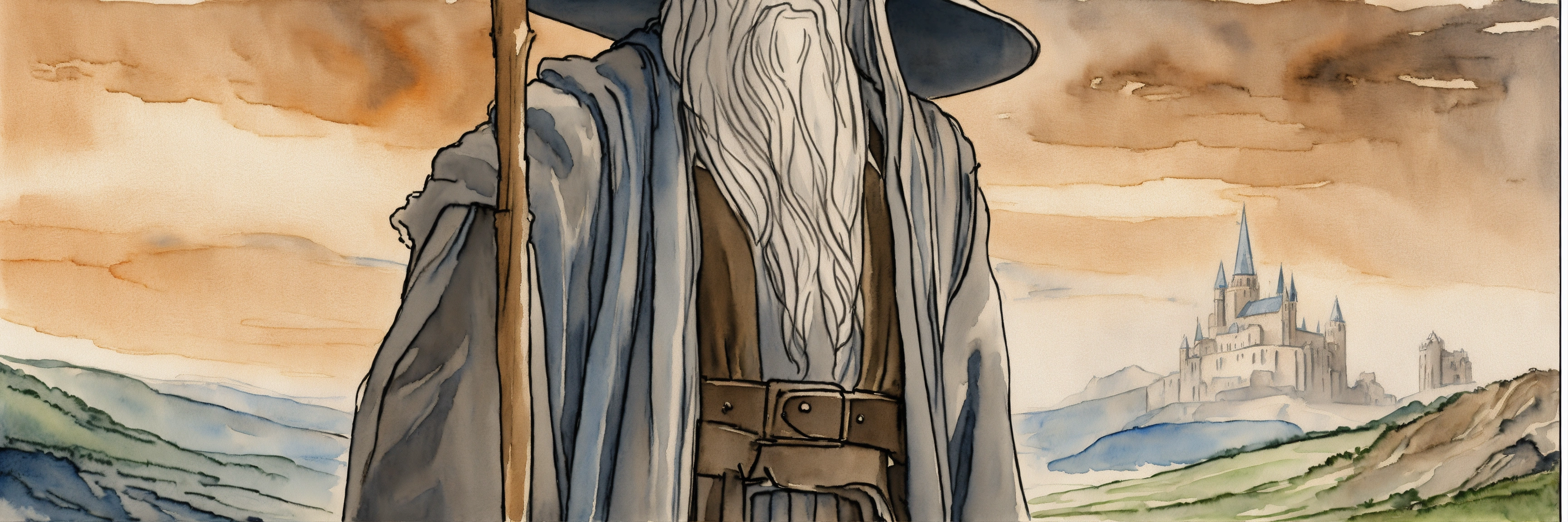 Lexica - Gandalf with from LOTR with grey robes and hat in vagabond ...