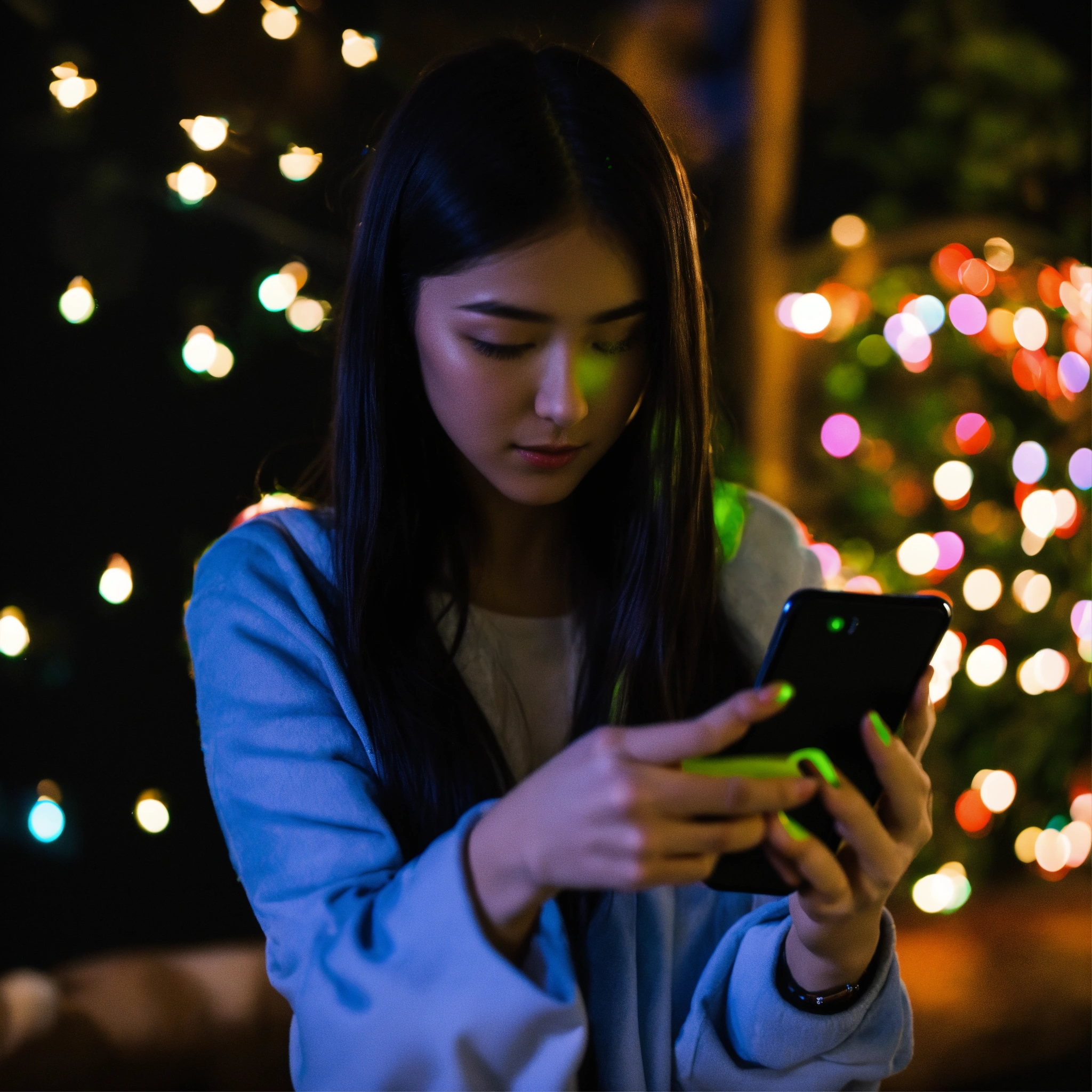 Lexica - The girl decided to shoot videos on her phone on the black ...