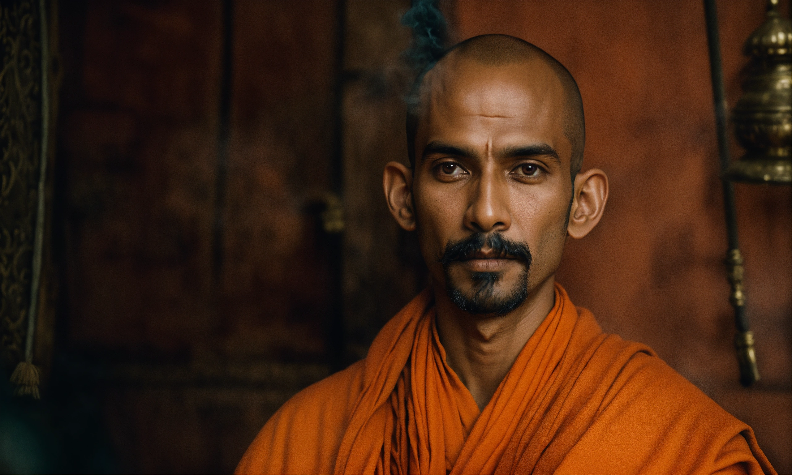 Lexica - Portrait of a skinny magical Indian monk, looking directly ...