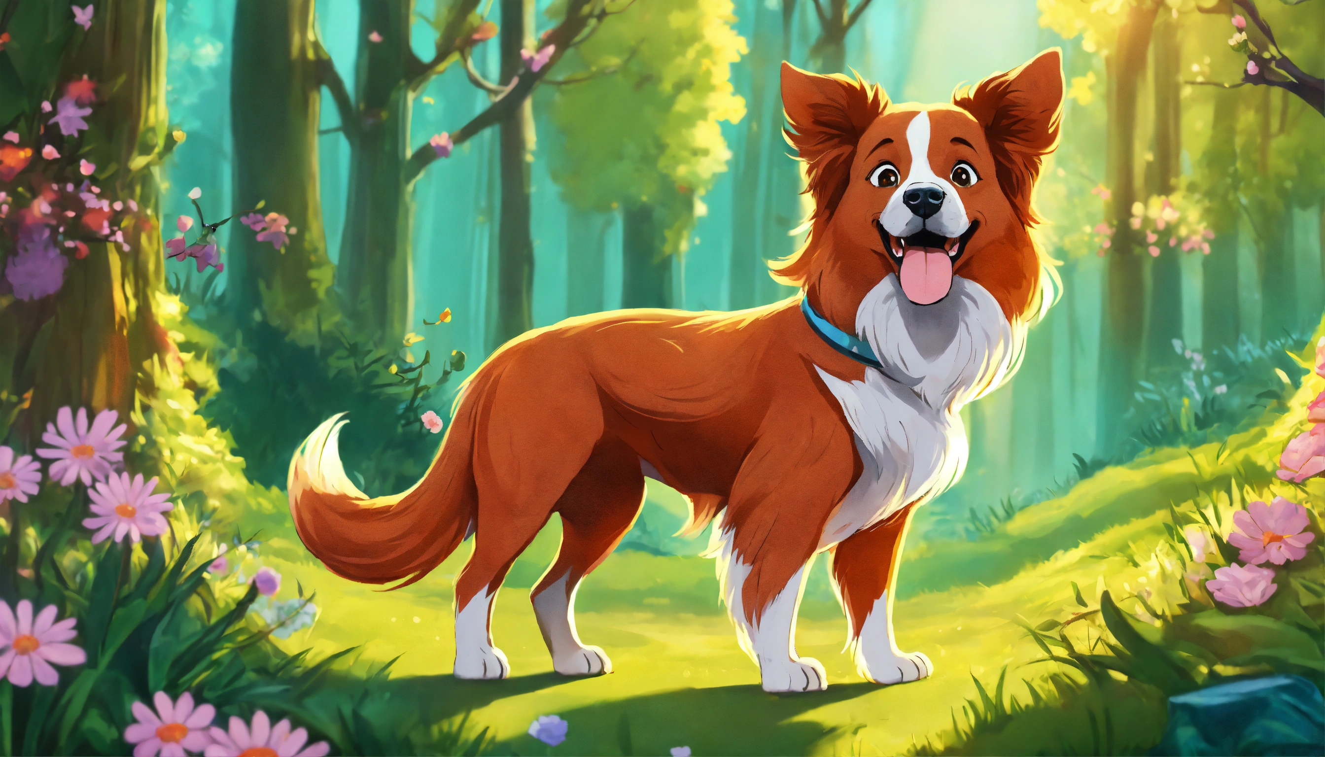Lexica - Cartoon style upset hair and a friendly dog in the spring ...