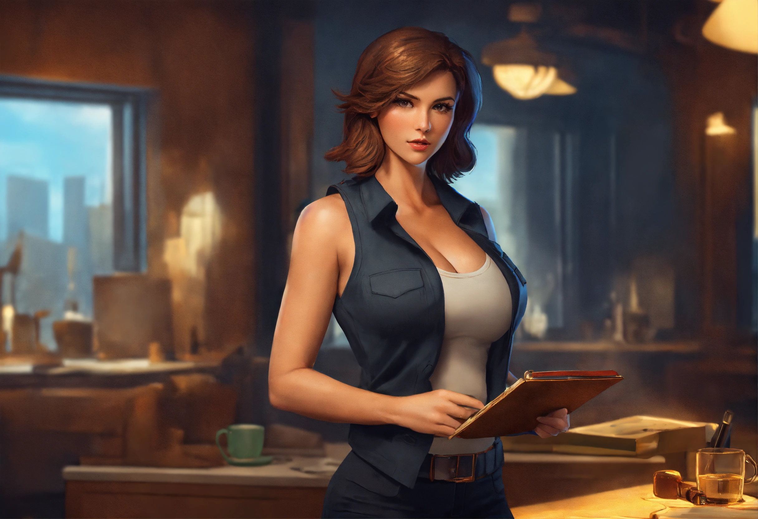 Lexica - Female detective, 38D cup, fit shapes, realisitc, searching