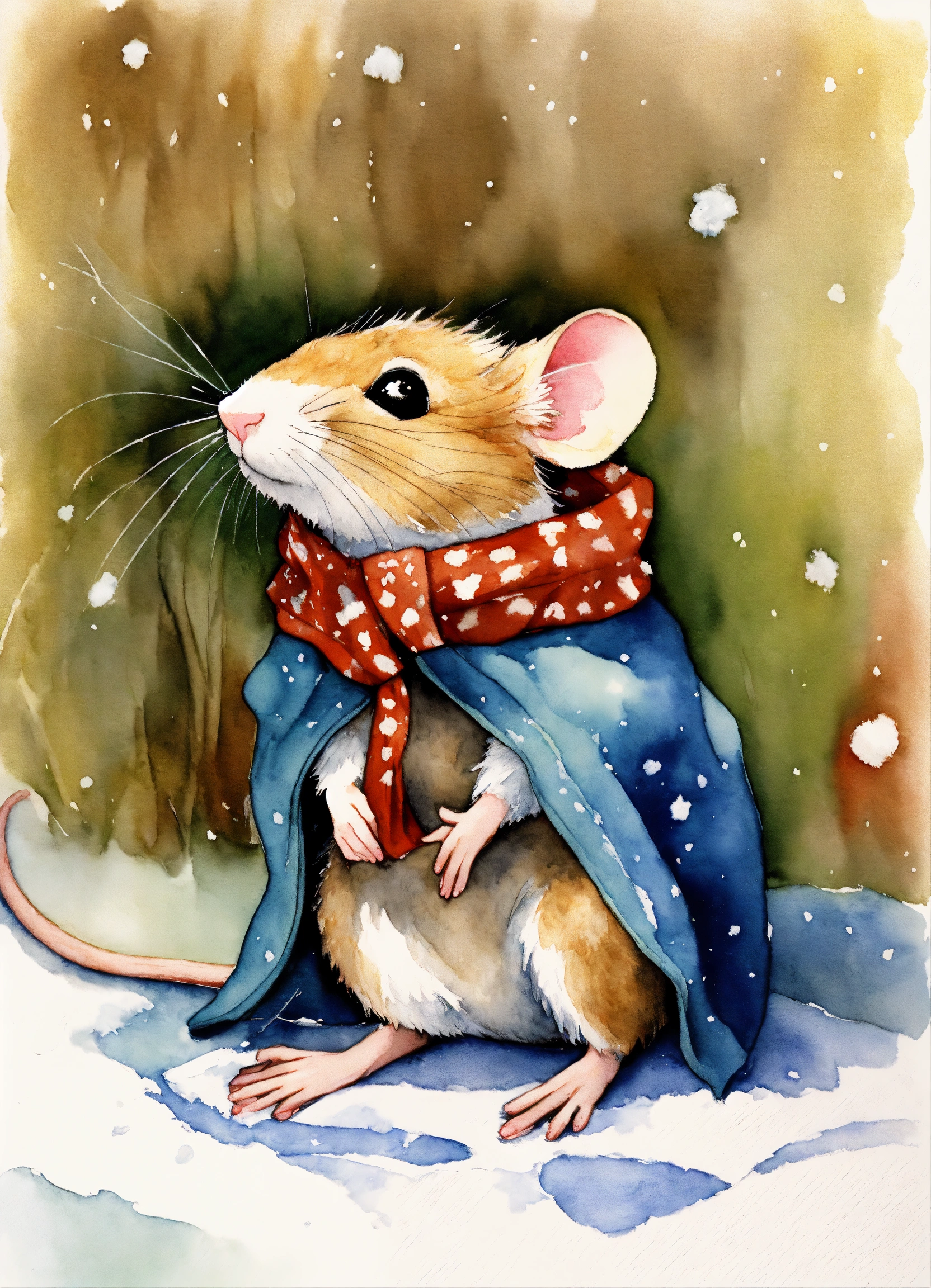 Lexica - White background, a cute sleeping mouse, wearing a scarf ...