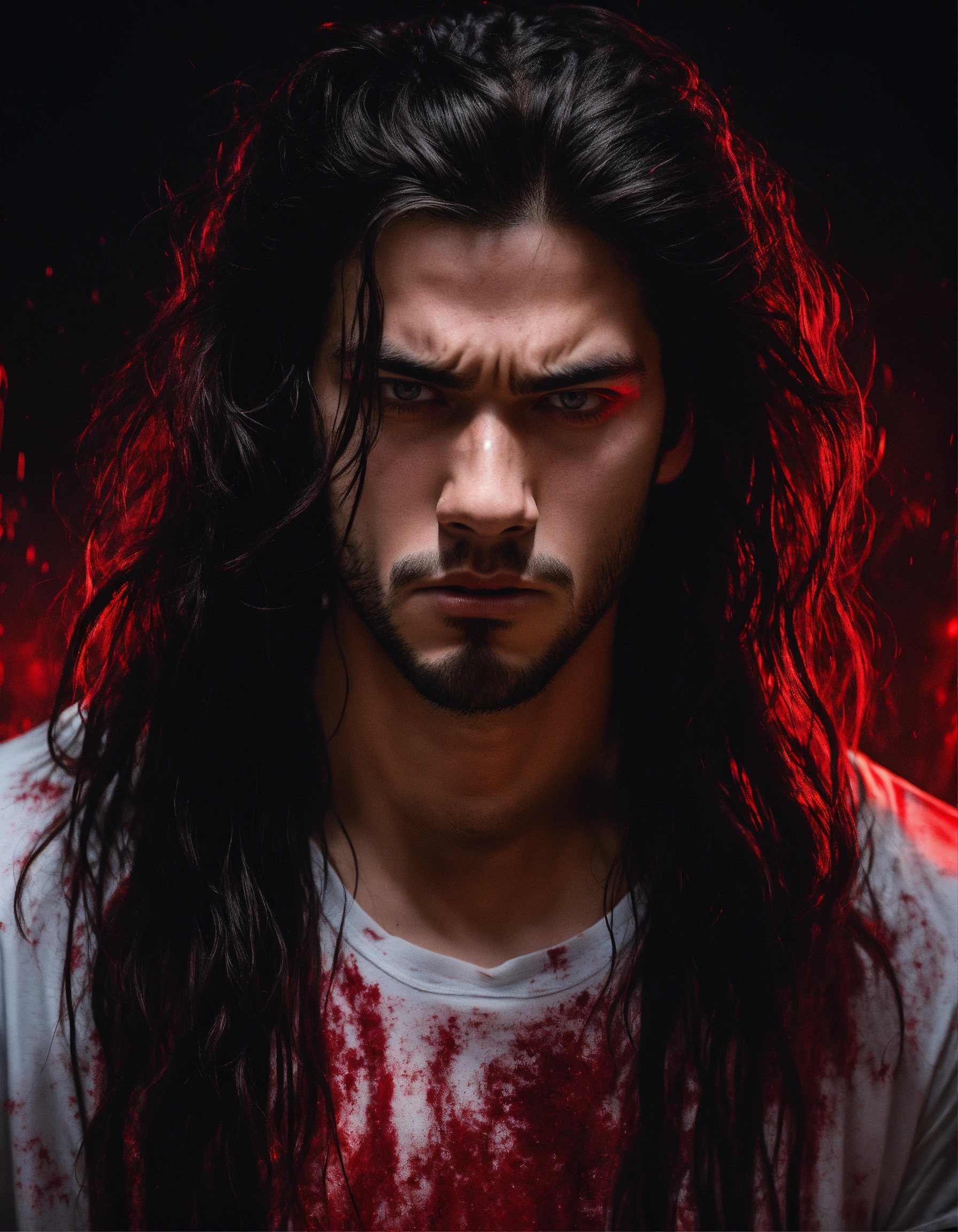 Lexica - A realistic photograph of a 22-year-old man, with a scary ...