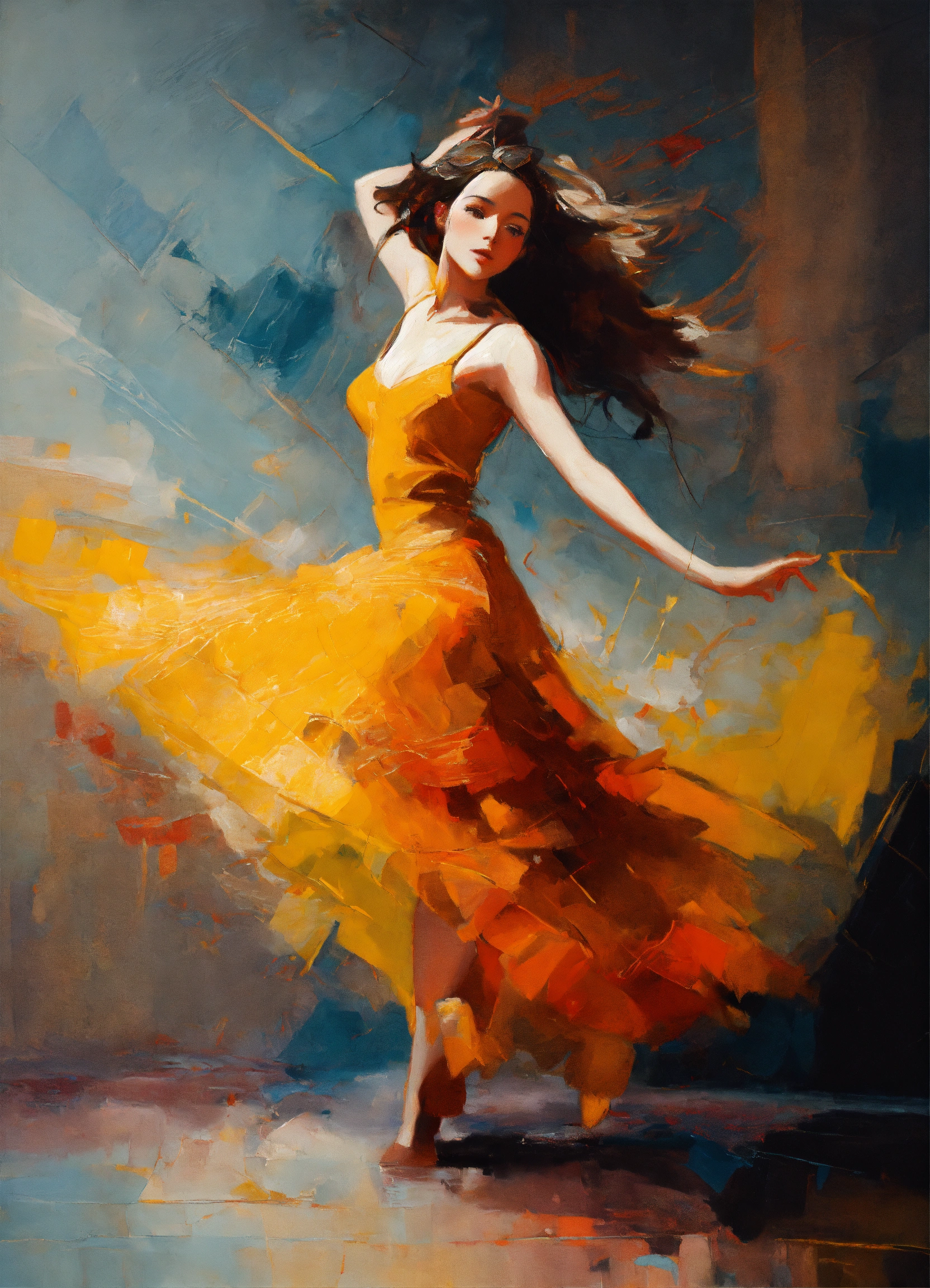 Lexica - Abstract and minimalist oil painting of beautiful European ...