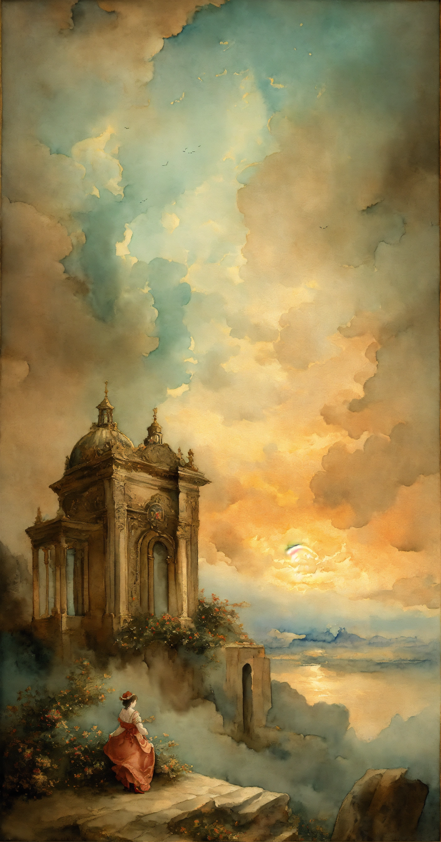 Lexica - Watercolor, highly detailed, a celestial design on a faint ...