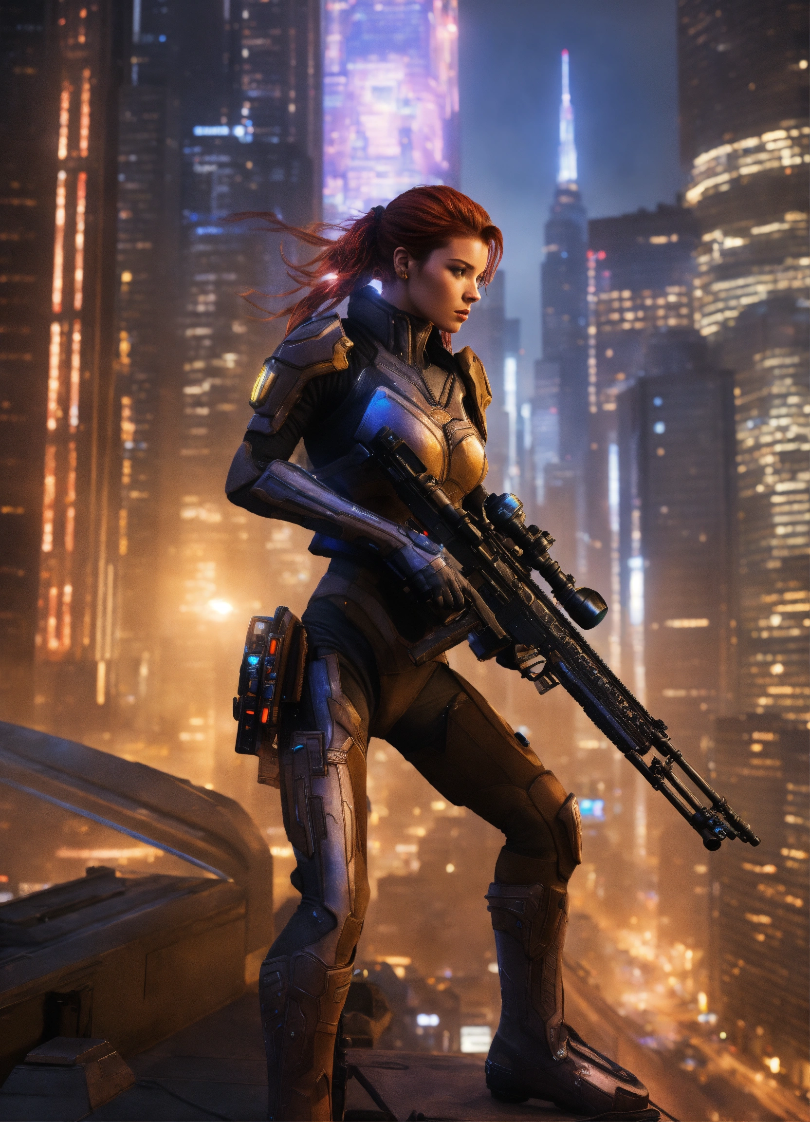 Lexica - Sarah Kerrigan a ghost StarCraft character aiming a sniper ...