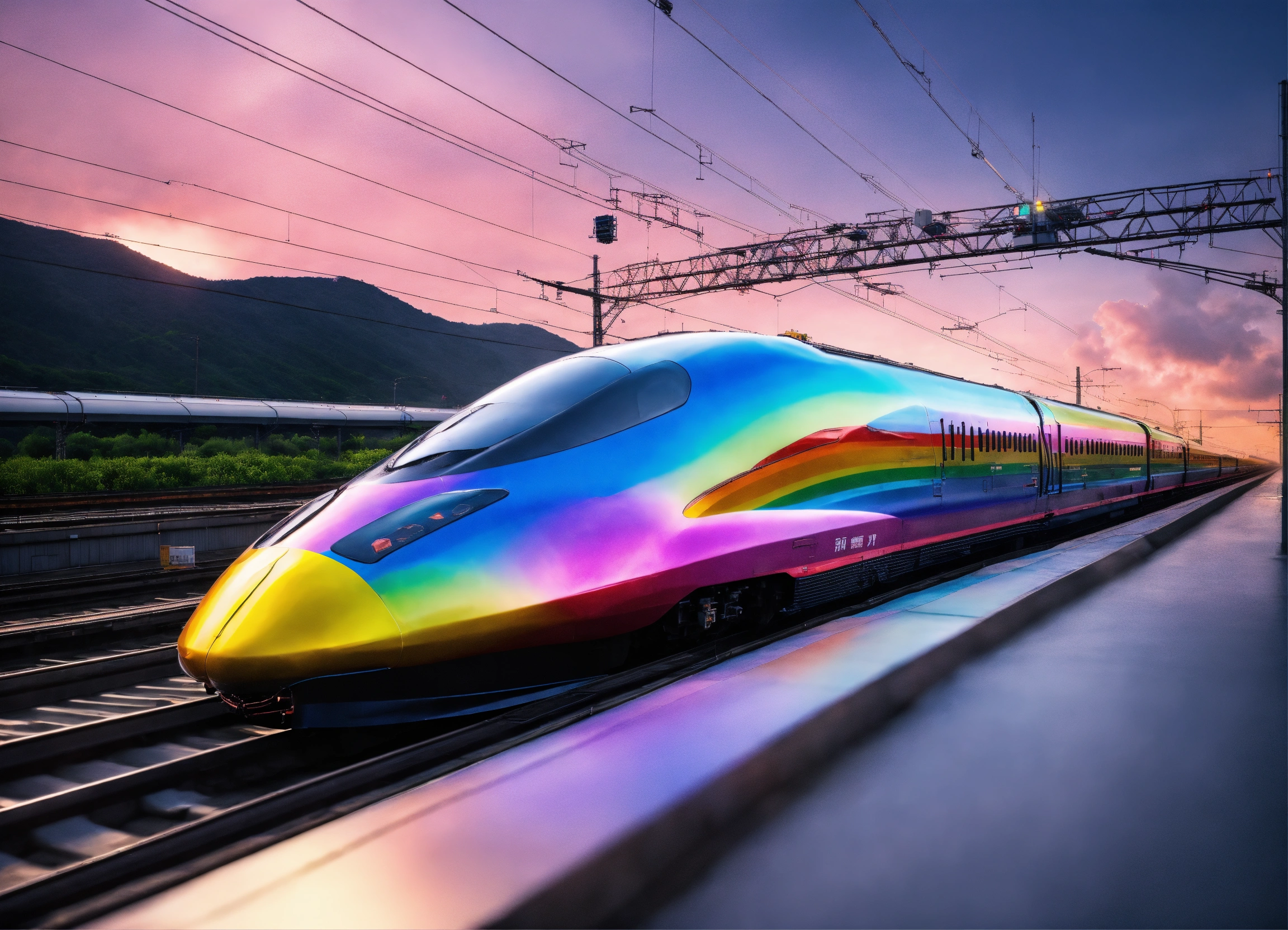 Lexica - Future bullet train ,rainbow body,8k , masterpiece