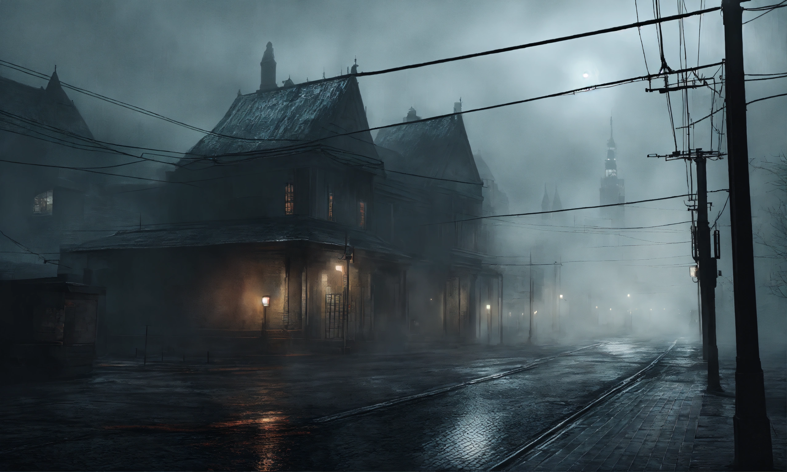 Lexica - A foggy gray silent hill alike city, dark fantasy style ...