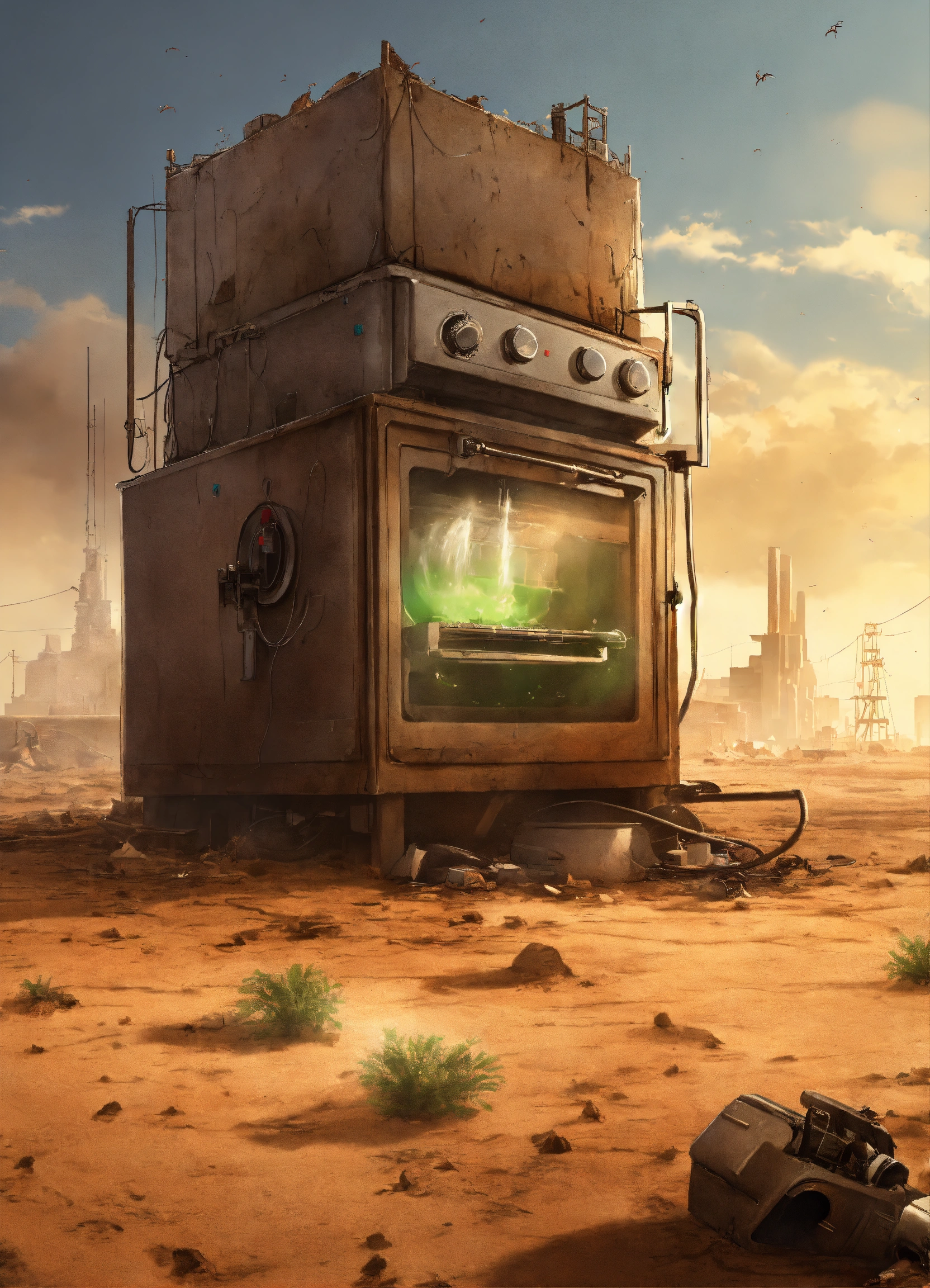Lexica - Splash screen of a desert with a fortified building facility ...