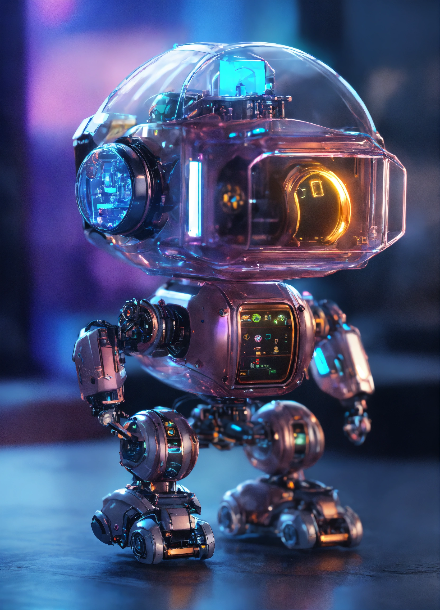 Lexica - Cute aesthetic, a (tiny cute translucent polycarbonate robot ...