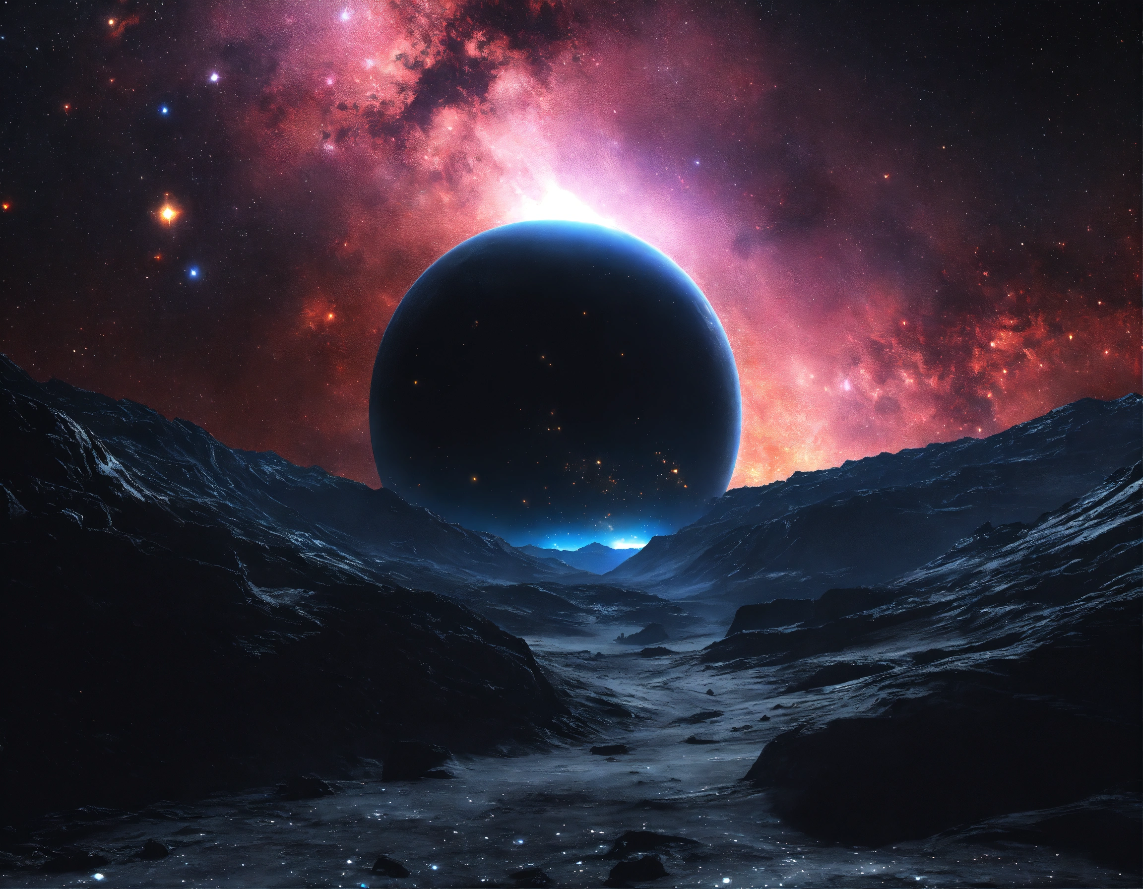 Lexica - Starry black outer rim of the galaxy, 9K, realistic, sci-fi