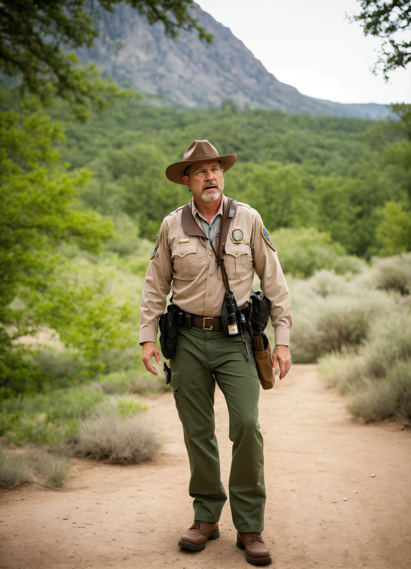 Lexica - Scared unique expressive middle-aged park ranger american man ...