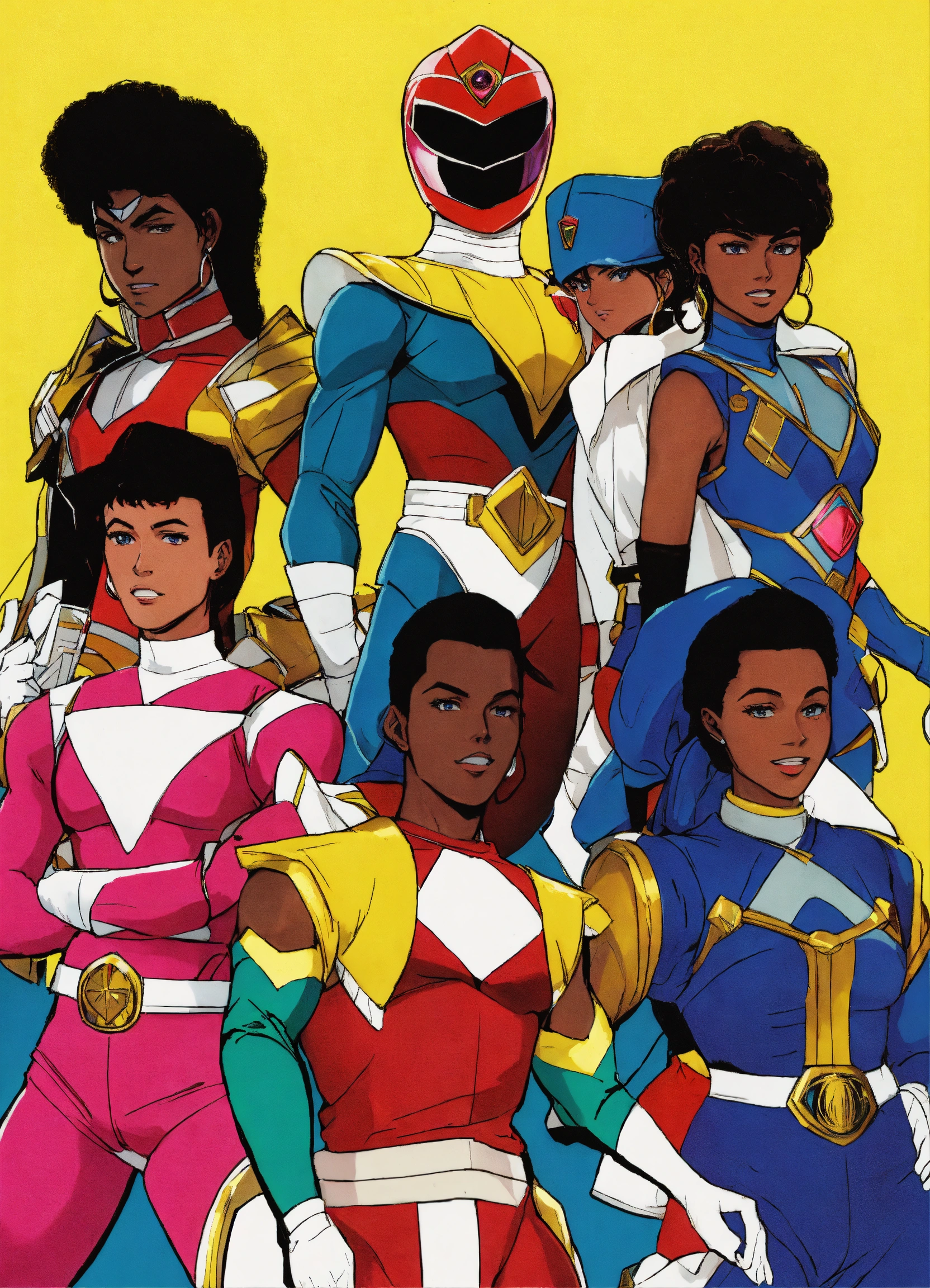 Lexica - 80s anime style black characters power rangers