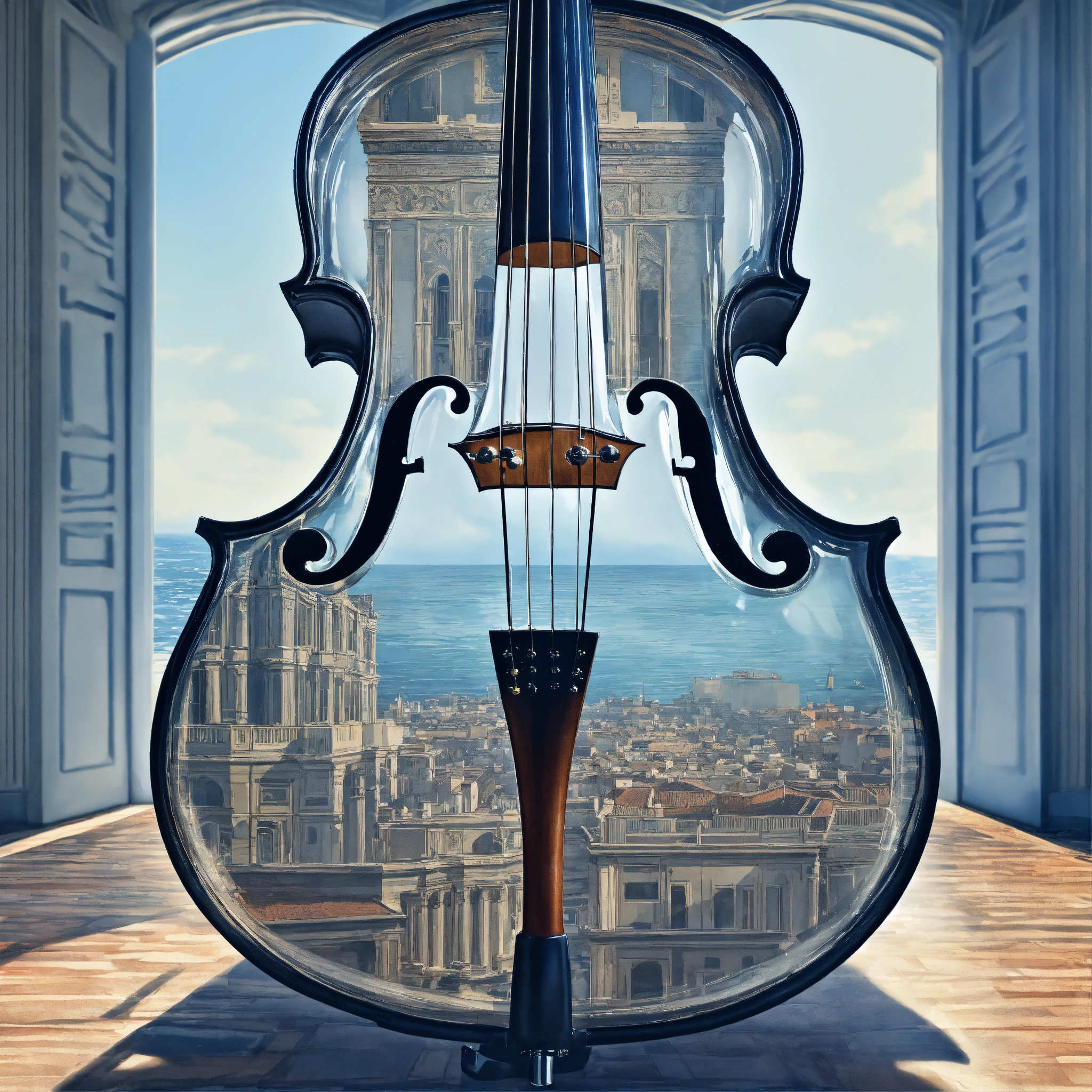 Lexica - A photorealistic closeup view of inside a transparent cello ...