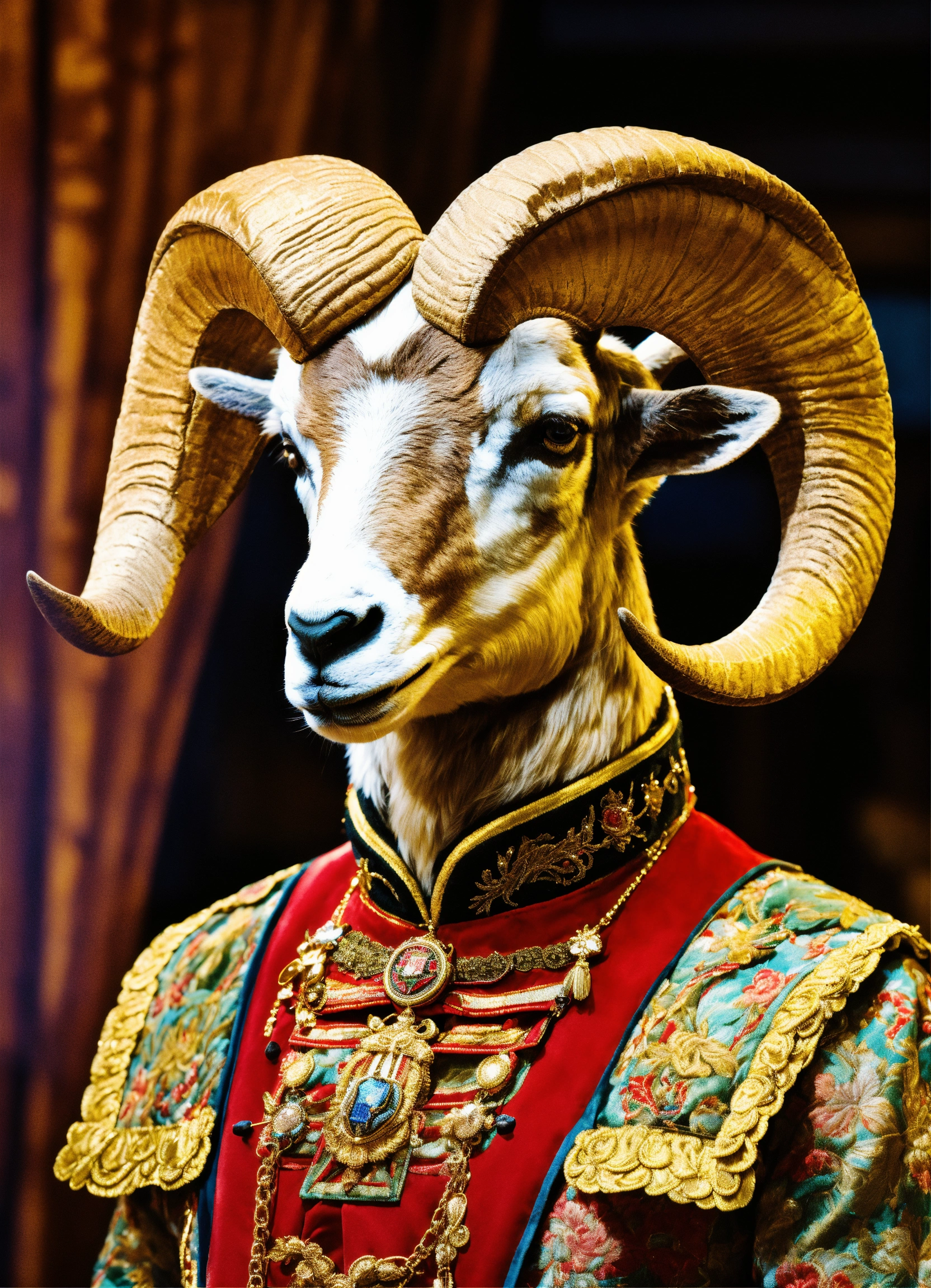 Lexica - Highly detailed portrait of a bighorn ram dressed as a German ...