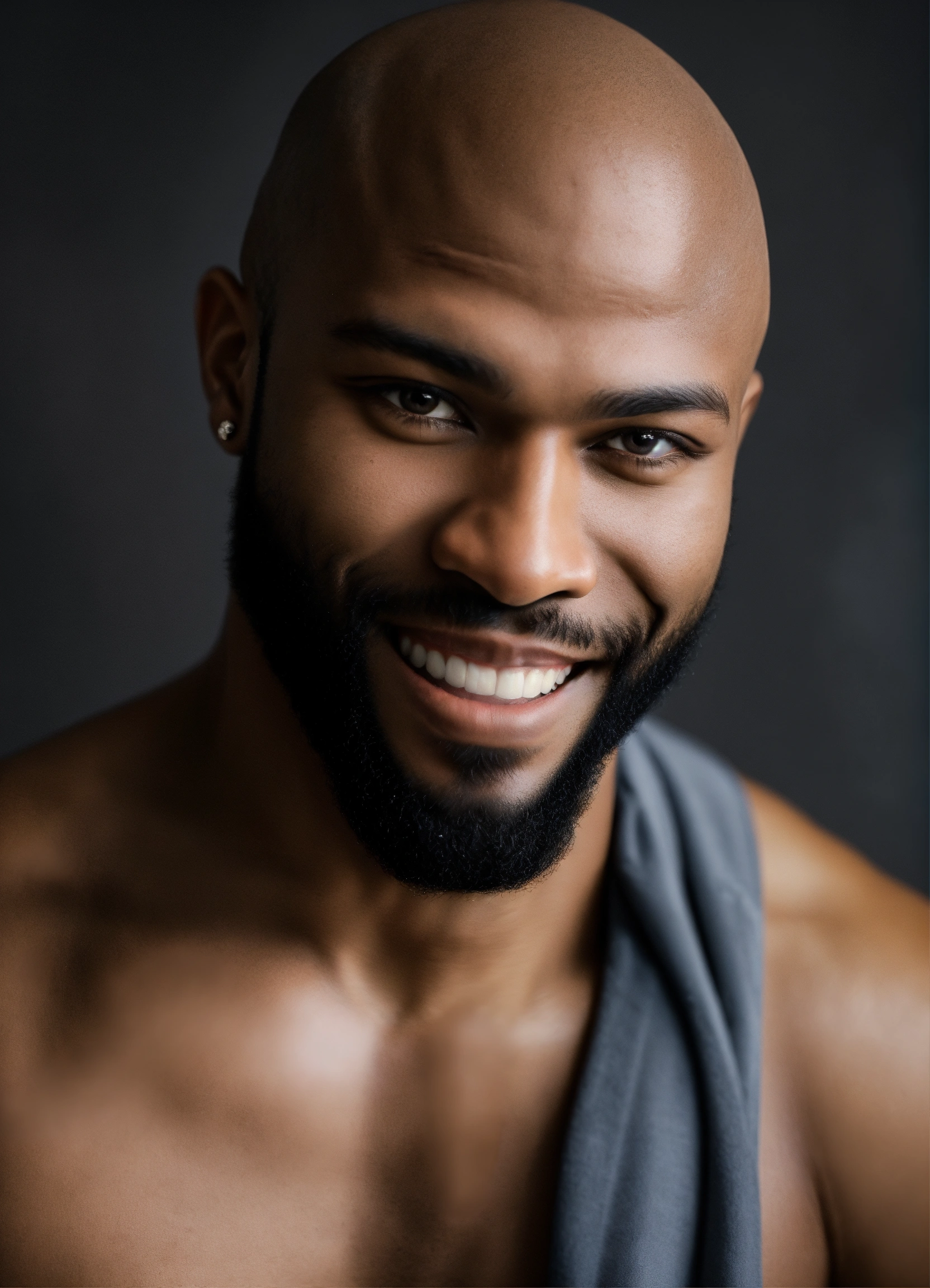 Lexica - Photo portrait of a gorgeous 26-year-old black man with a bald ...