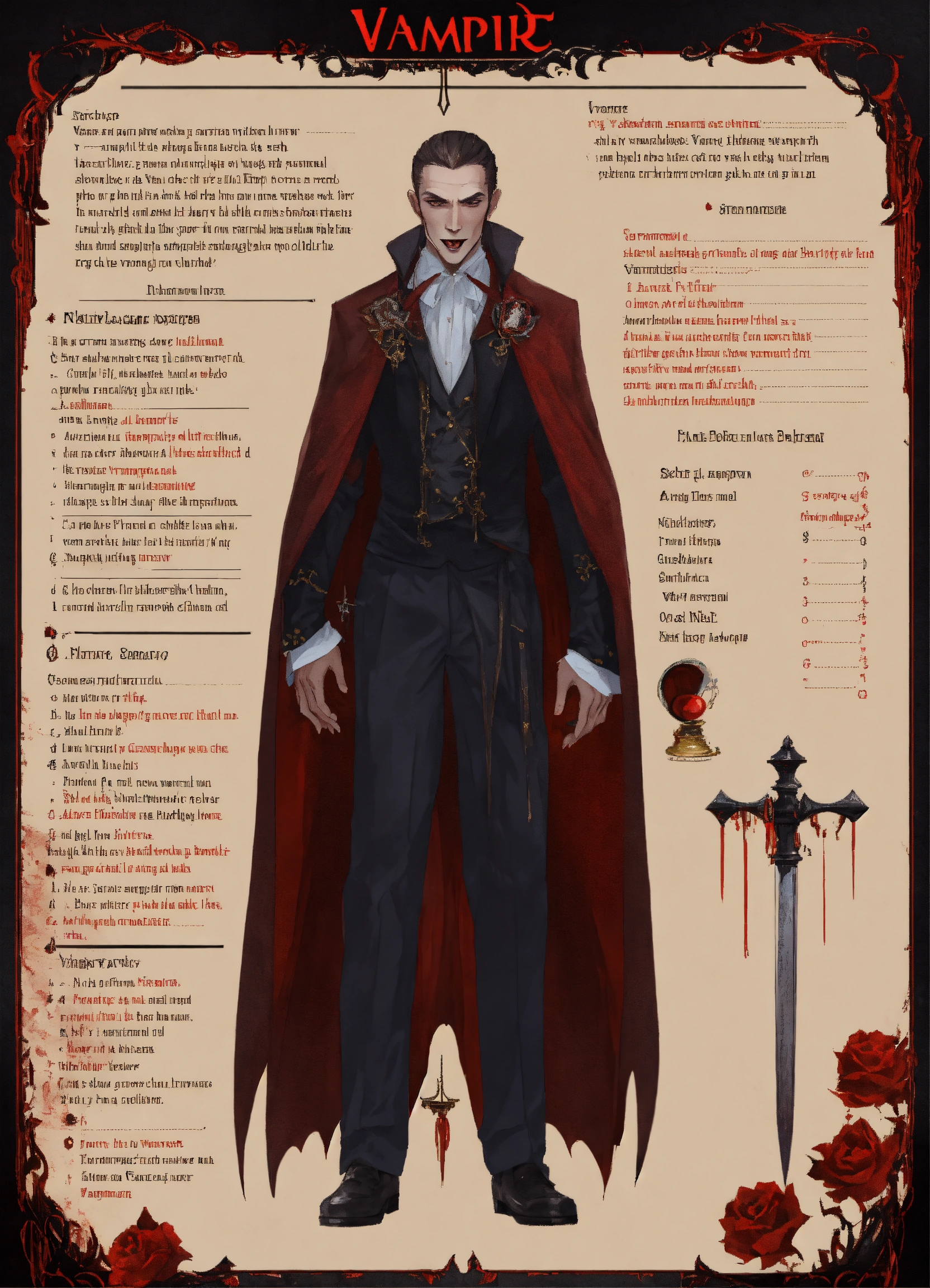 Lexica - Vampire, character sheet
