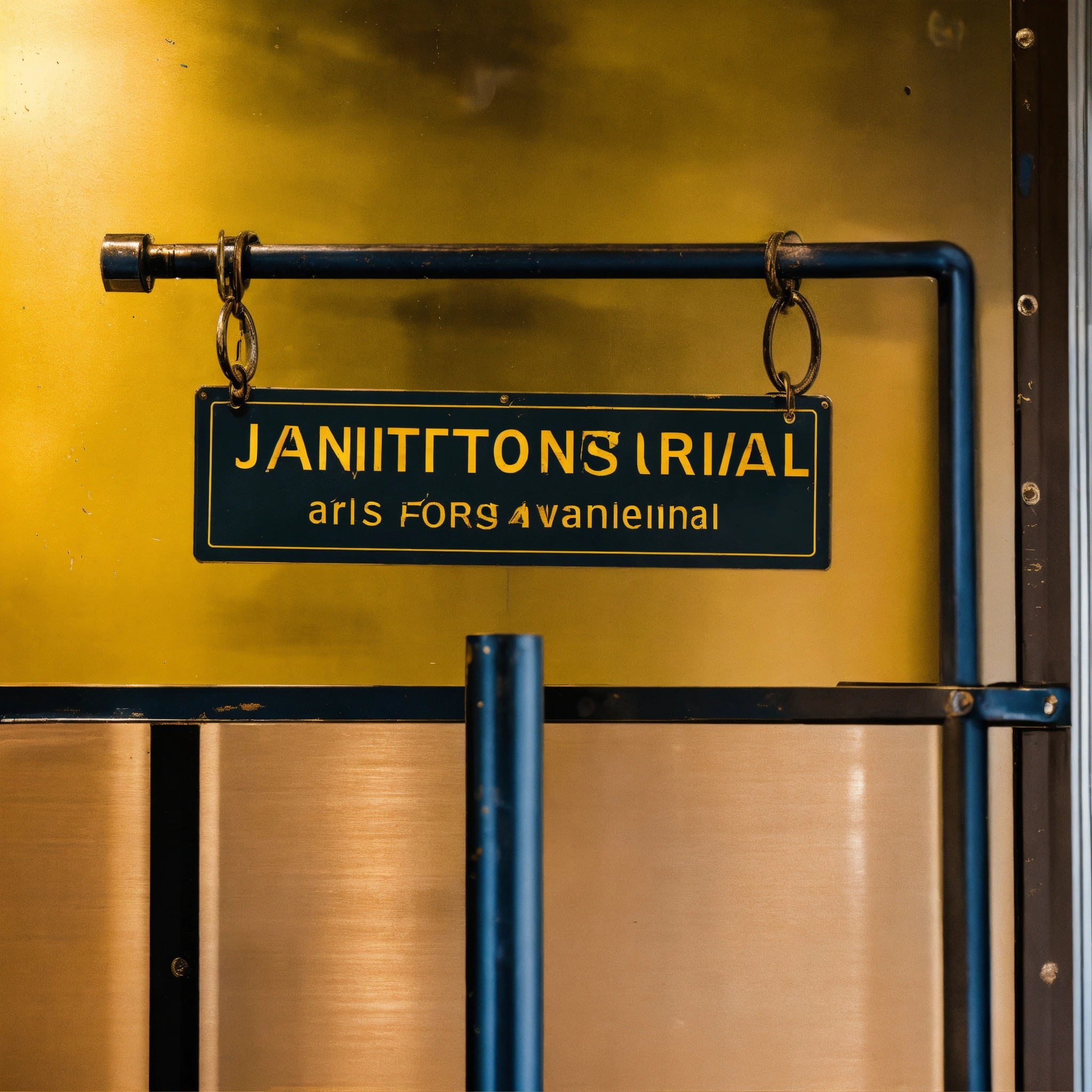 Lexica - A photo of a janitorial sign. The sign is made of metal and ...
