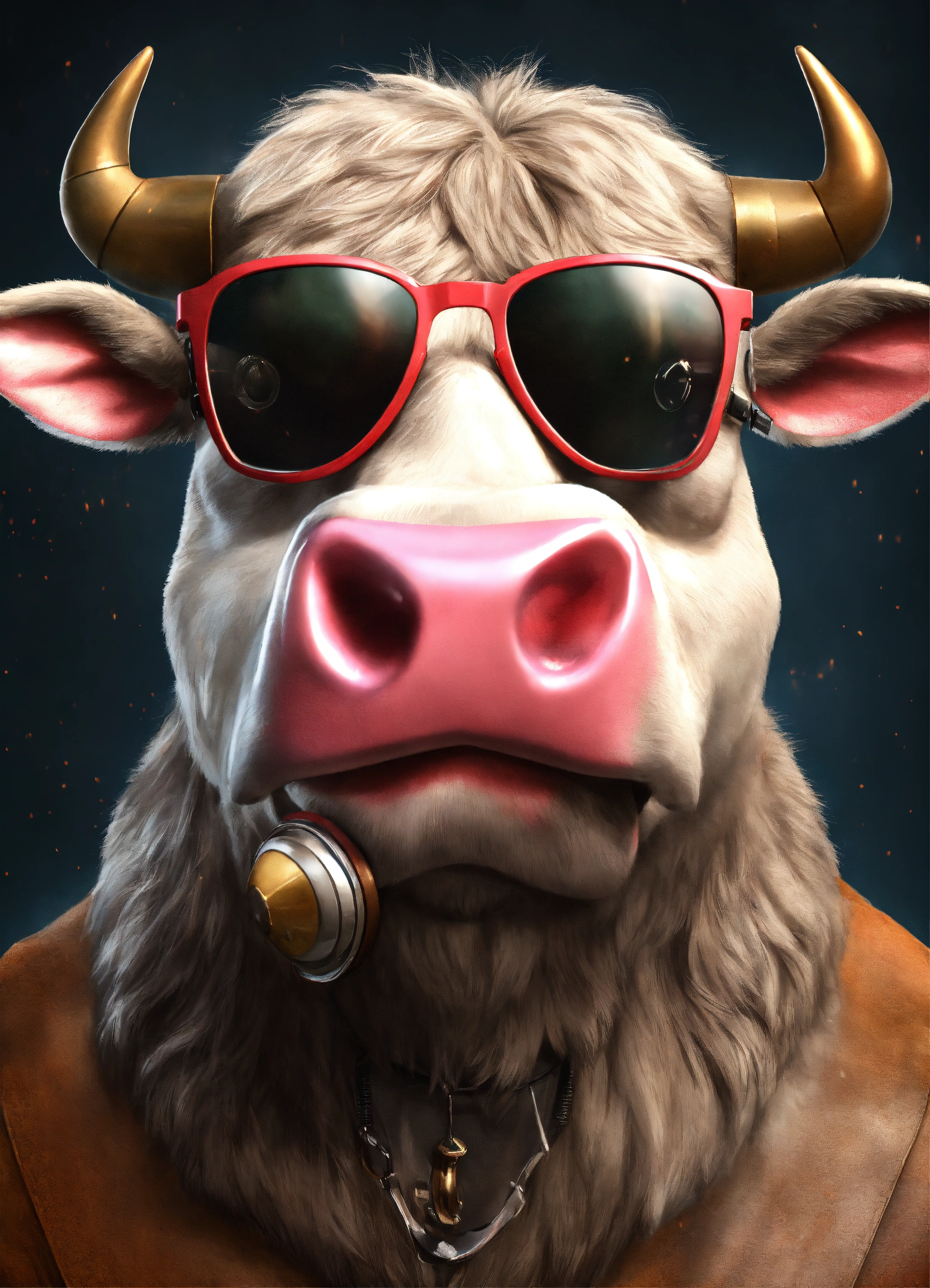 Lexica - Steampumk cool happy bull funny glasses 8k realistic, fur ...