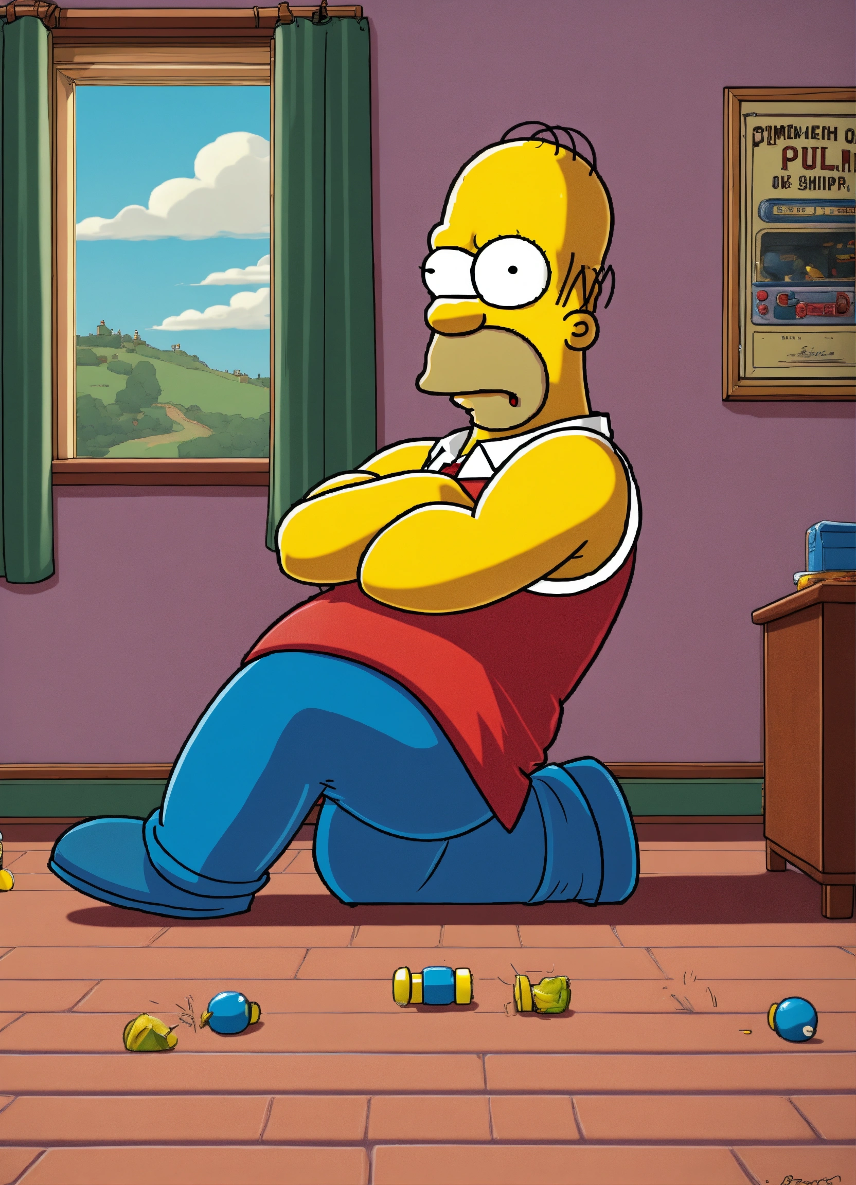 Lexica - Homer simpson doing push-ups.