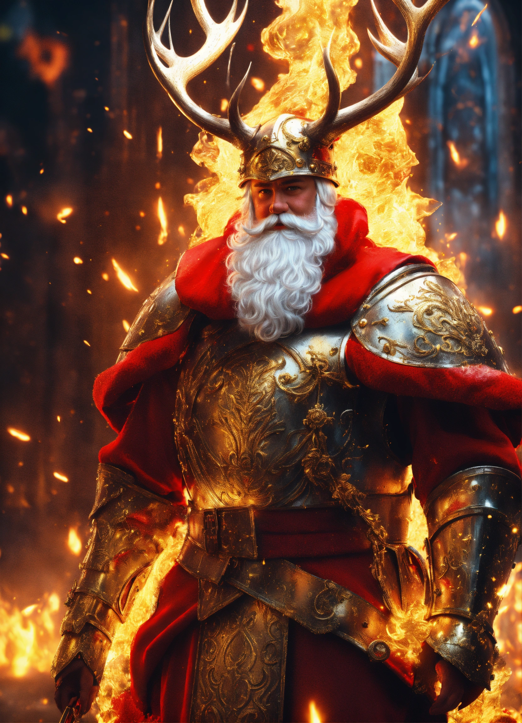 Lexica - ((Santa Claus in armor)), Full Body, Detailed Fearless Stern ...