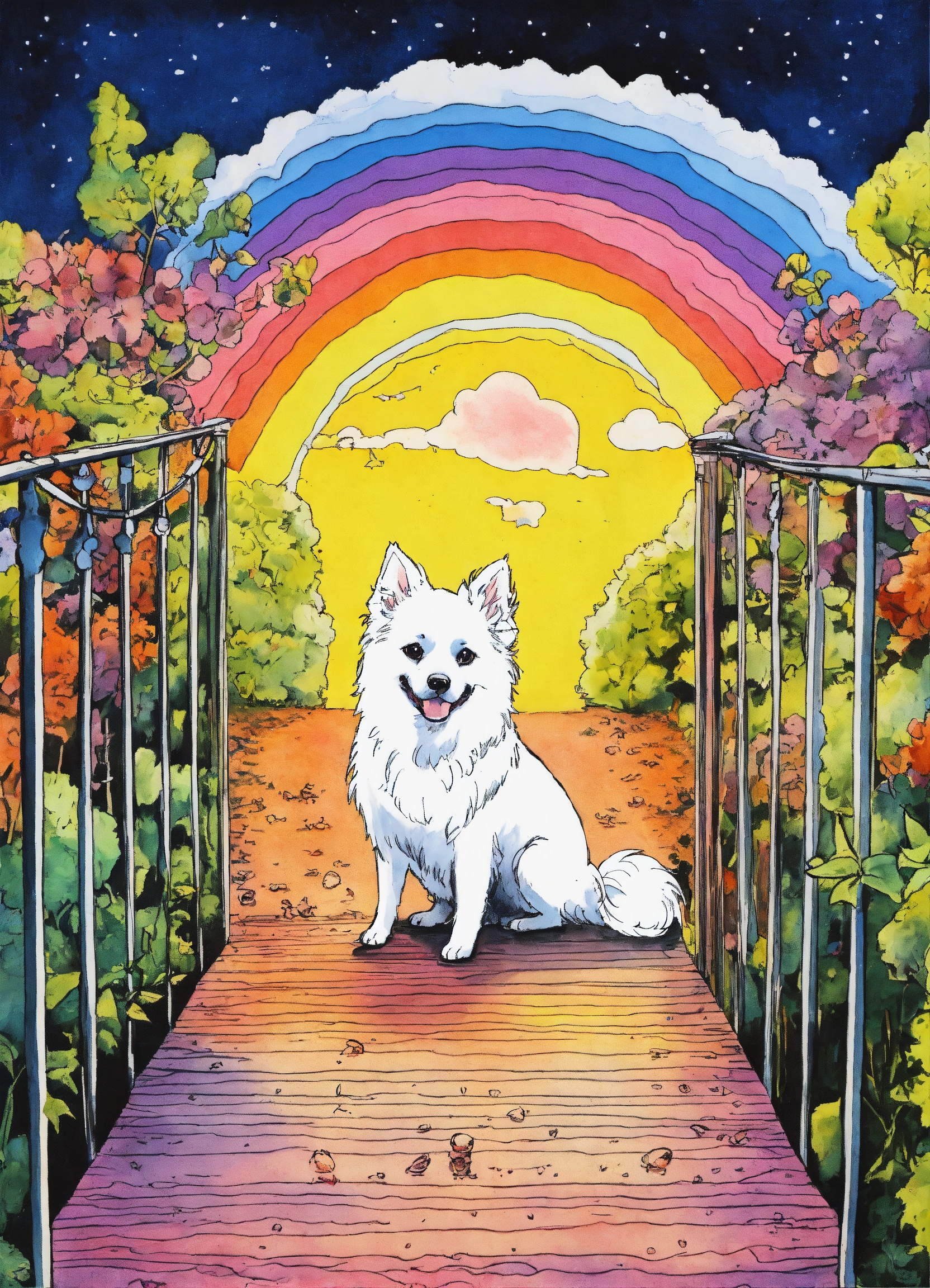 Lexica - INK DRAWING OF A JAPENSESE SPITZ WHITE VERY FLUFFY SMALL DOG ...