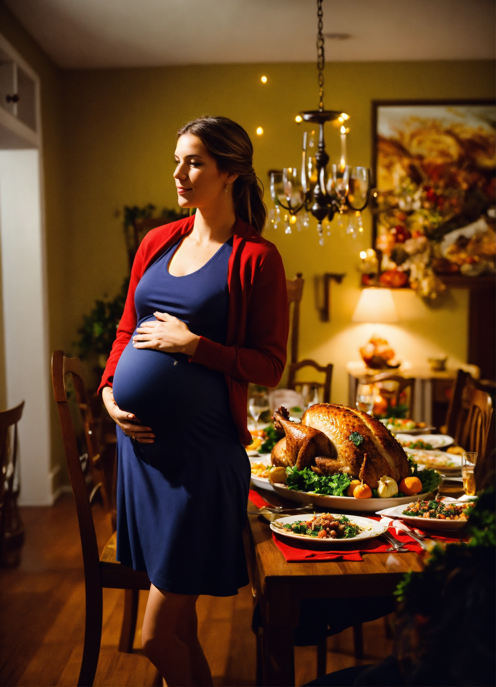 Lexica Pregnantlooking Caucasian woman in her 20s. unzipped skirt