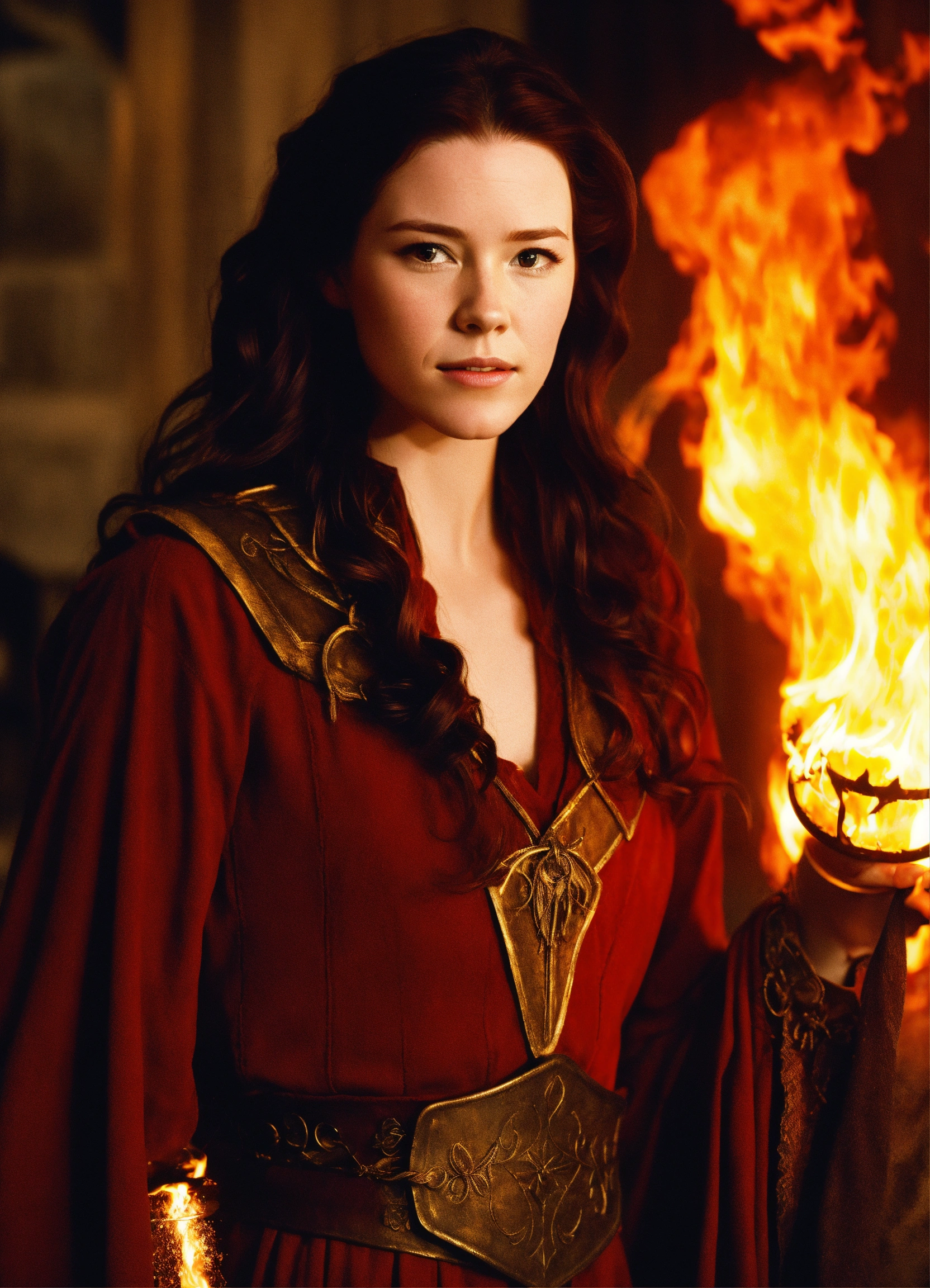 Lexica - Young bridget regan as a fire sorceress