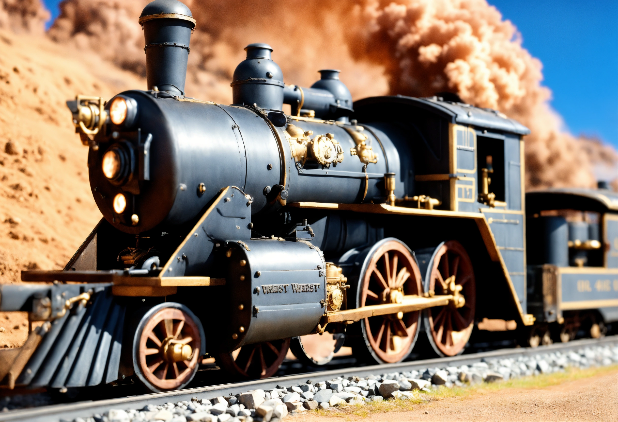 Lexica - Old west train iron road enforcer, stylized high detail, heavy ...
