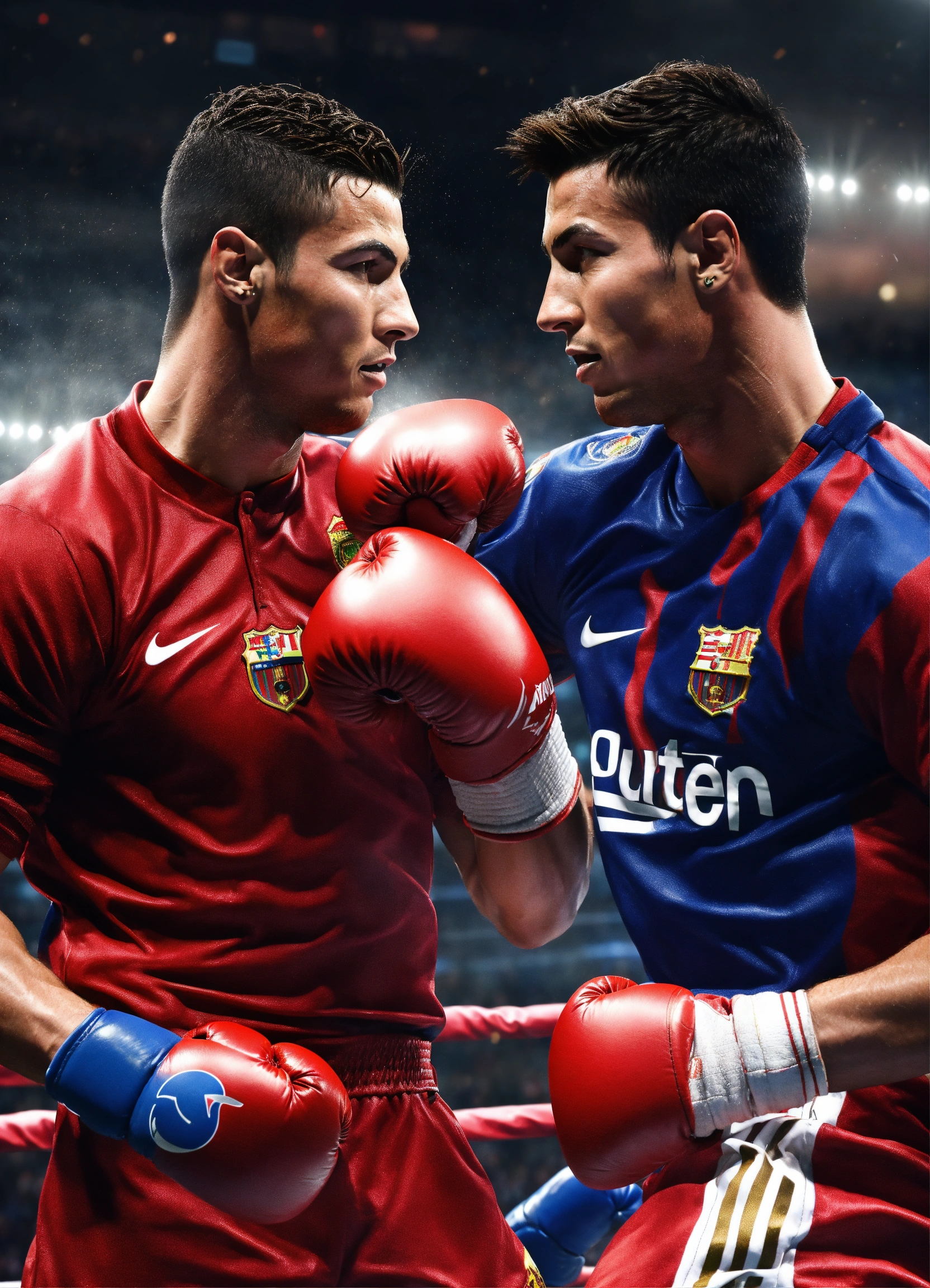 Lexica - Cristiano ronaldo and messi fighting, boxing with gloves ...