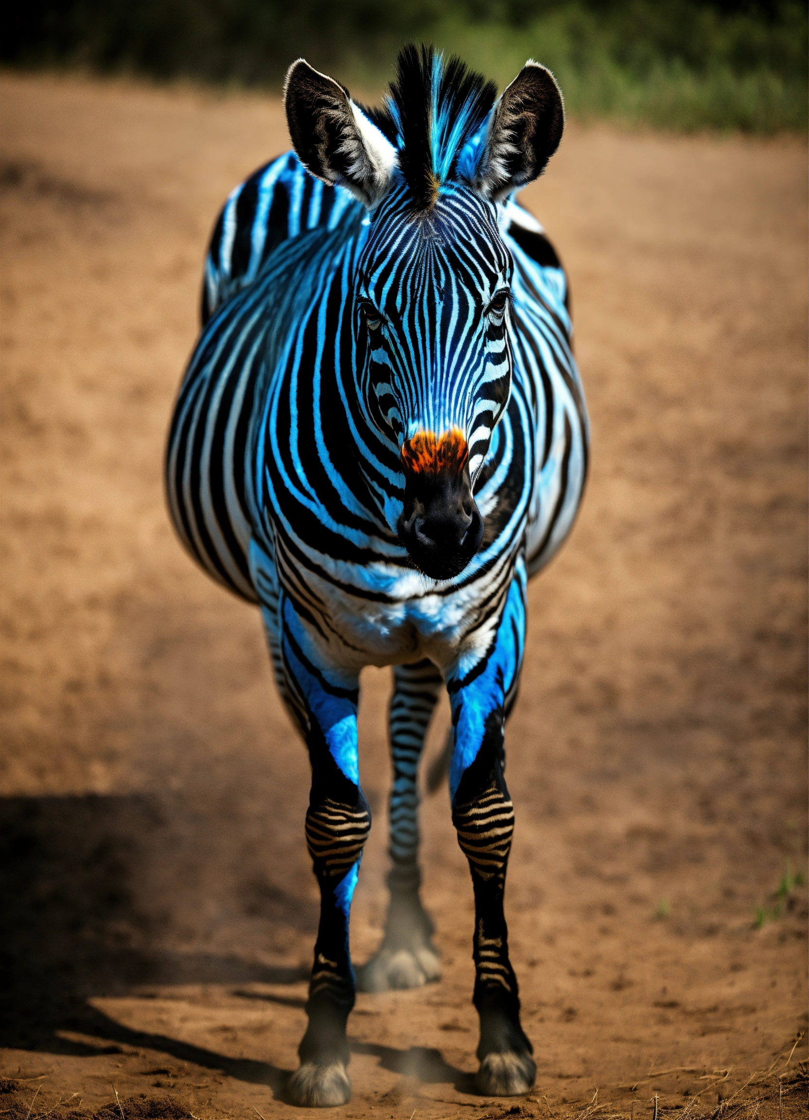 Lexica - Saddled zebra made of blue flame
