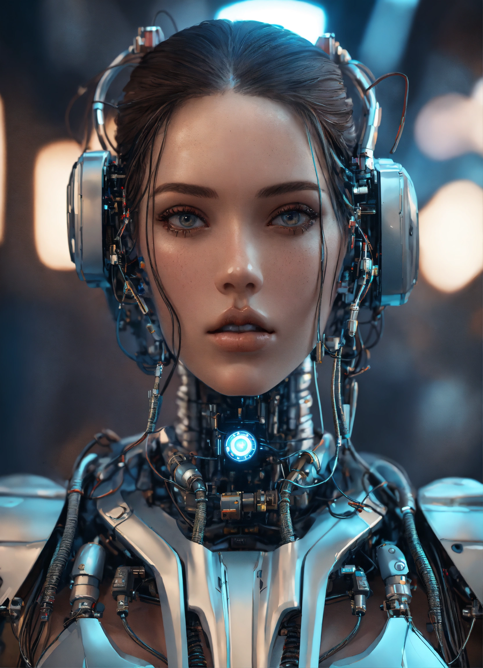 Lexica - Portrait of a robot girl, enormous lips, transparent neck ...